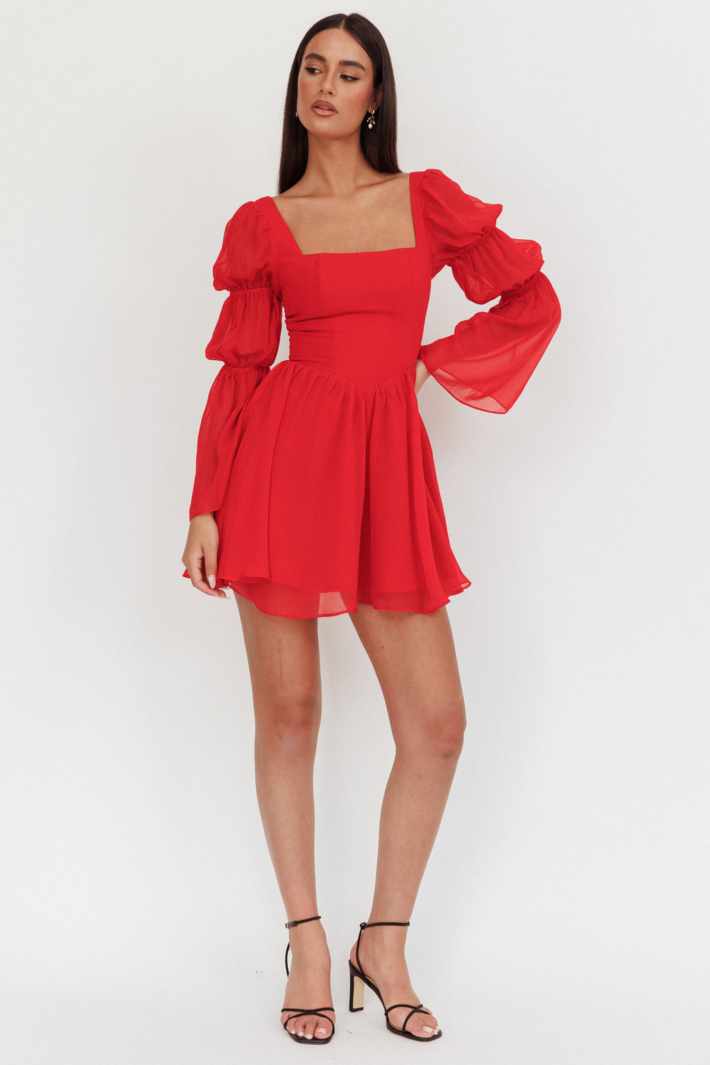 Miya Long Sleeve Mini Dress Red by Selfie Leslie Australia