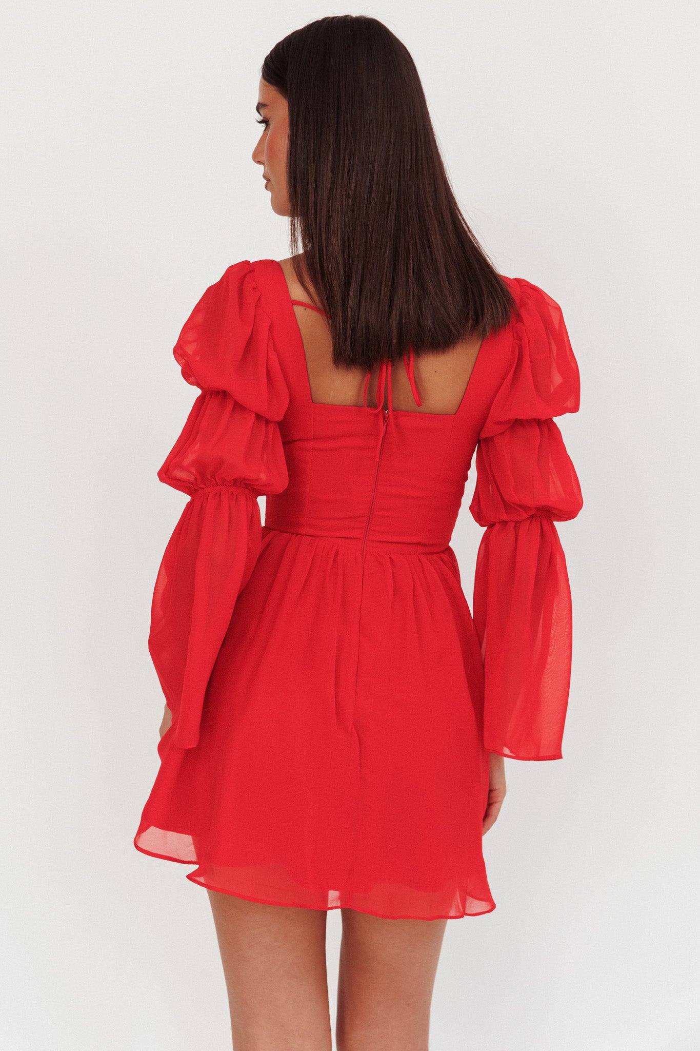 Miya Long Sleeve Mini Dress Red by Selfie Leslie Australia