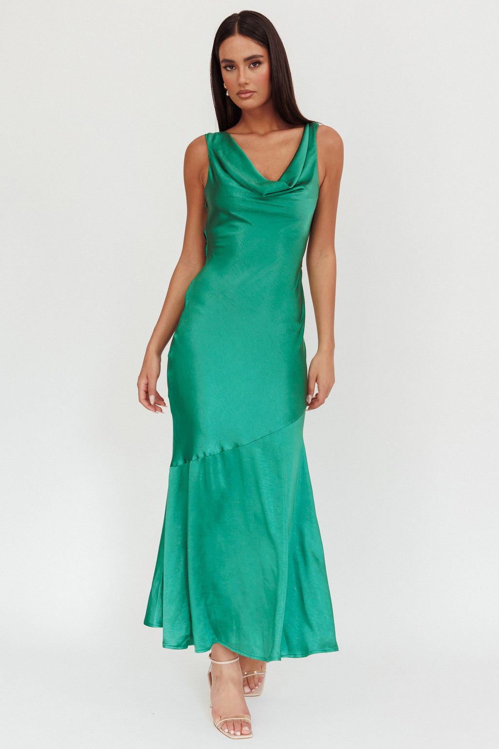 Cecilia Cowl Neck Drape Back Maxi Dress Emerald by Selfie Leslie Australia