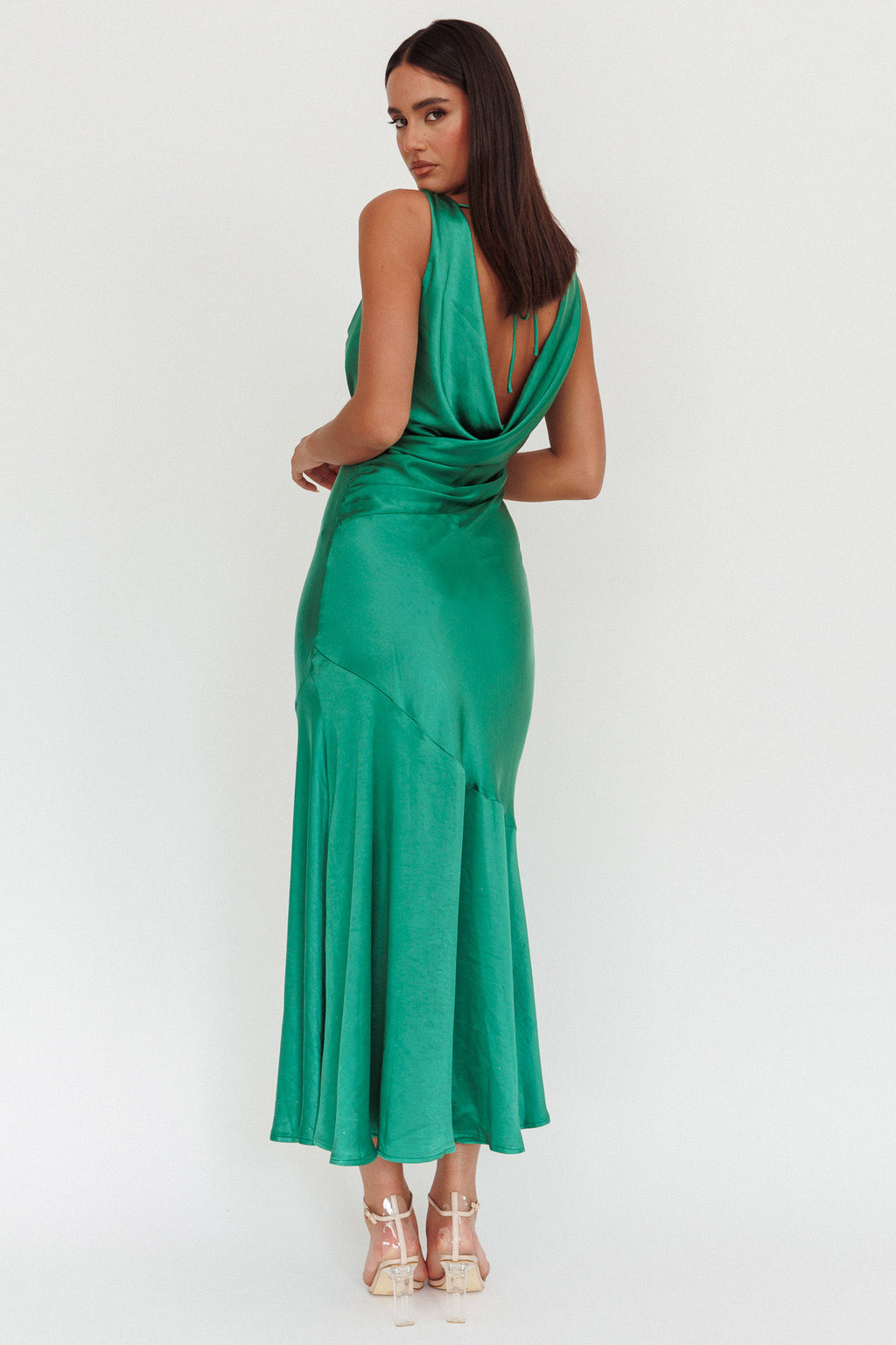 Cecilia Cowl Neck Drape Back Maxi Dress Emerald by Selfie Leslie Australia