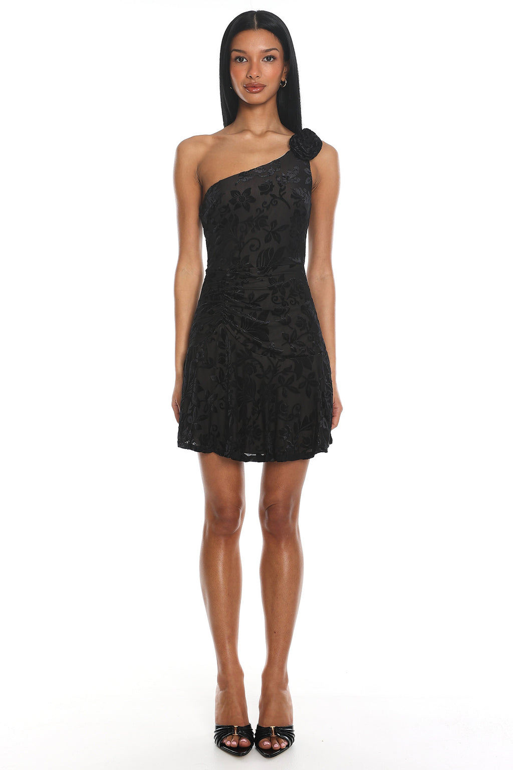 Midnight Aura One Shoulder Mini Dress Black by Selfie Leslie Australia