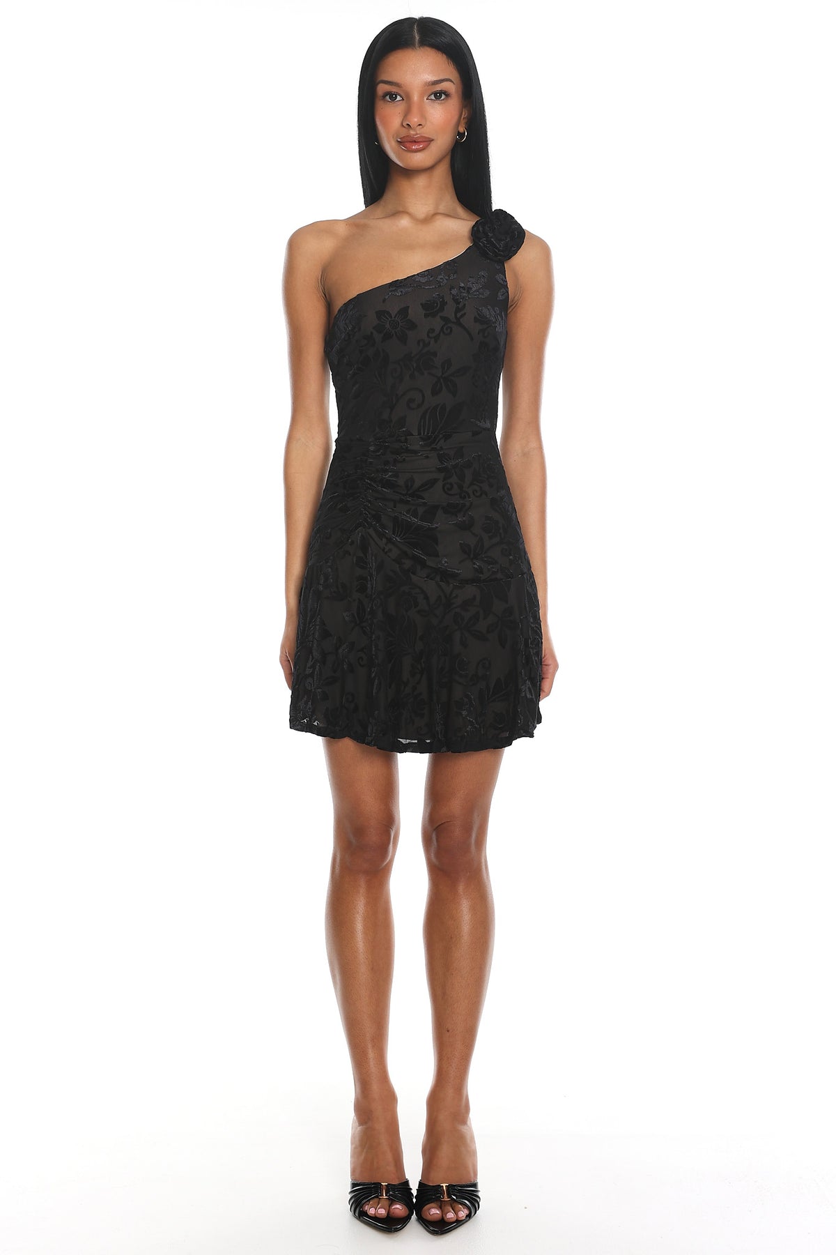 Midnight Aura One Shoulder Mini Dress Black by Selfie Leslie Australia