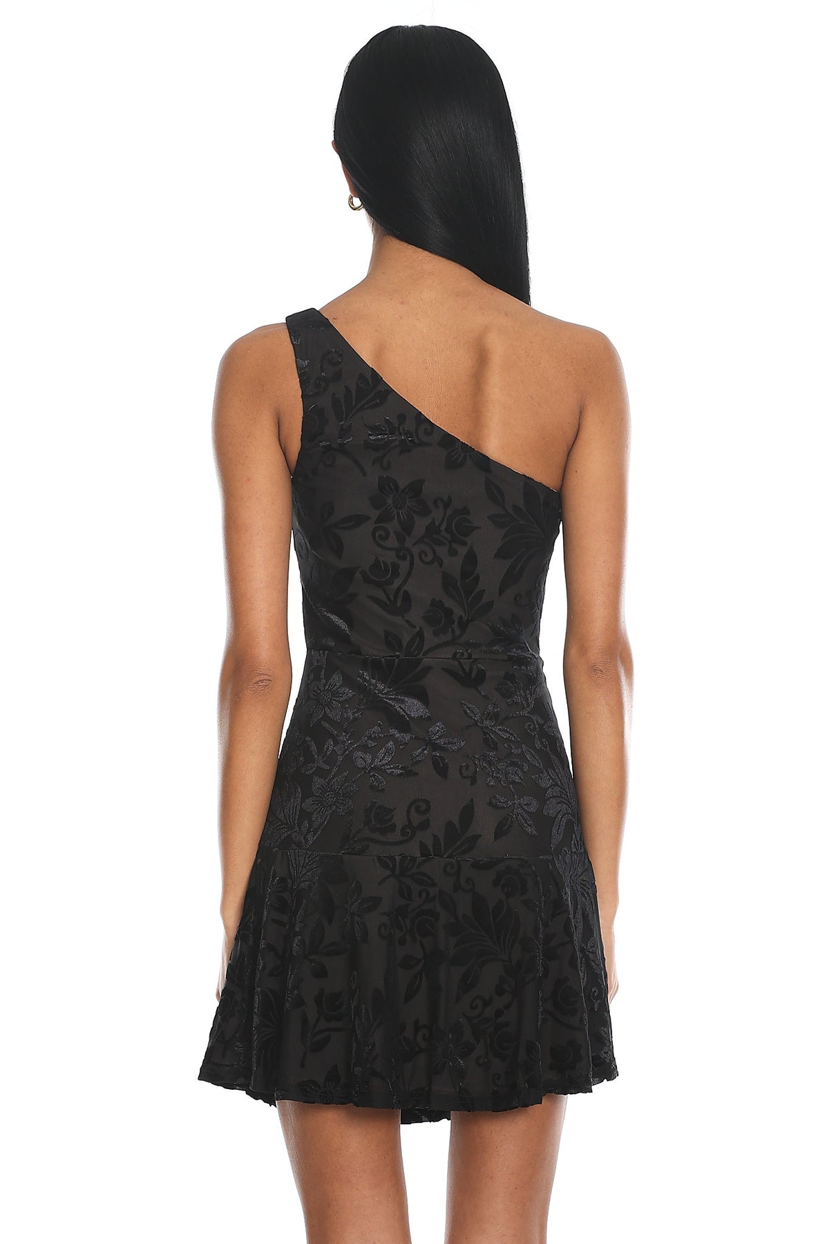 Midnight Aura One Shoulder Mini Dress Black by Selfie Leslie Australia