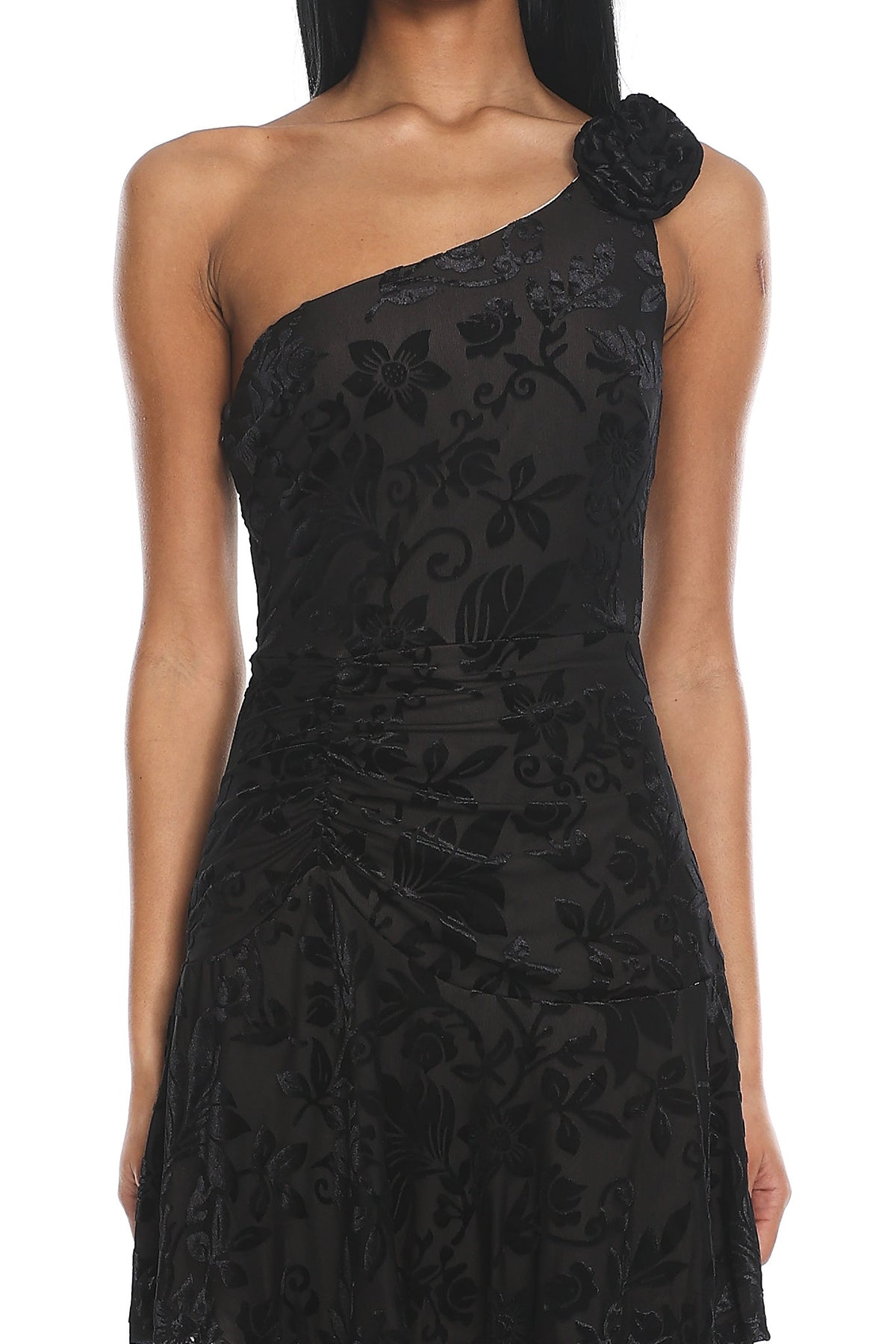 Midnight Aura One Shoulder Mini Dress Black by Selfie Leslie Australia