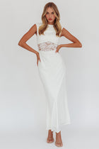 Solara Lace Waist Maxi Dress White