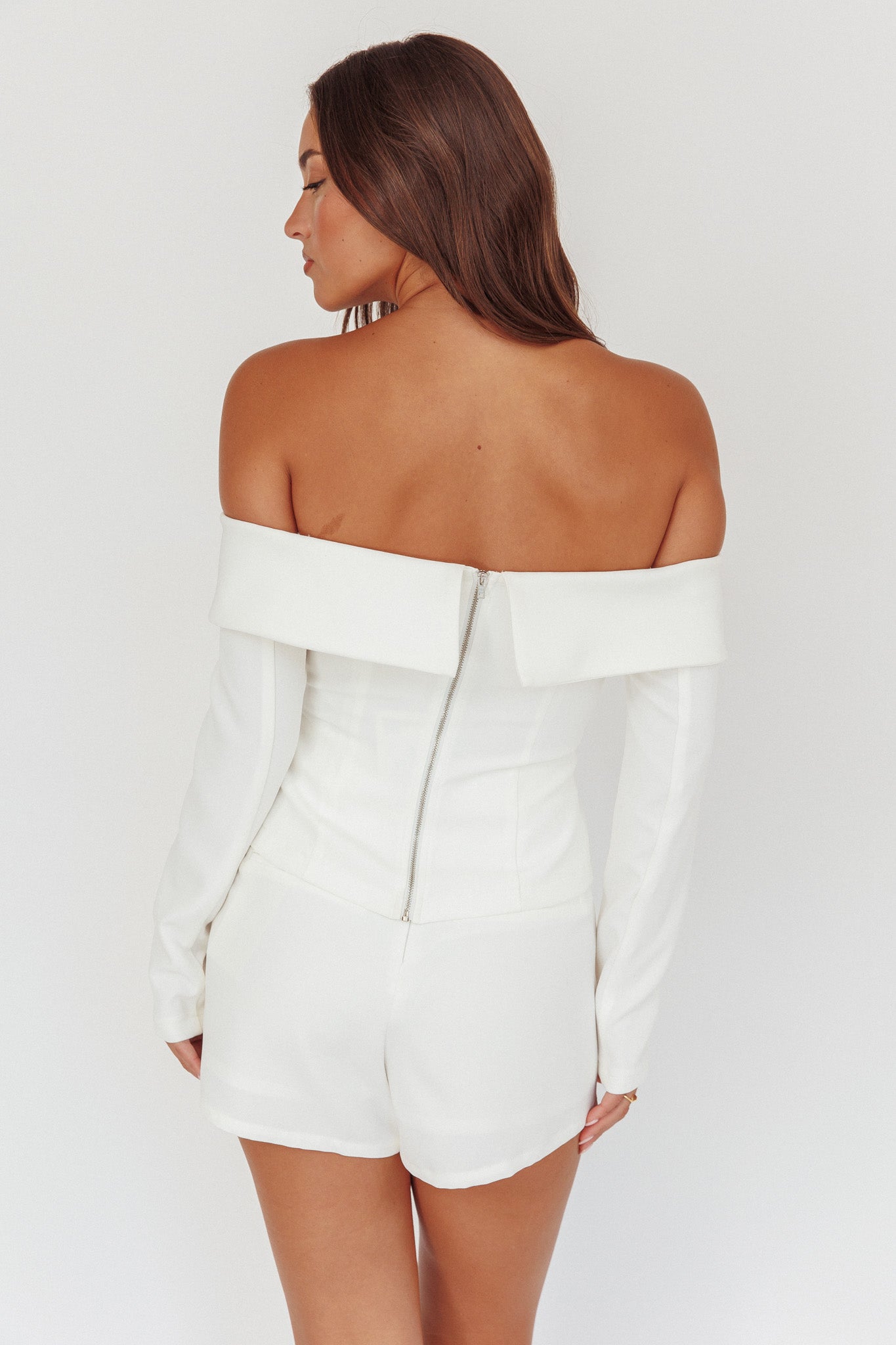 Adalis High Waist Wrap Front Shorts Off White by Selfie Leslie Australia