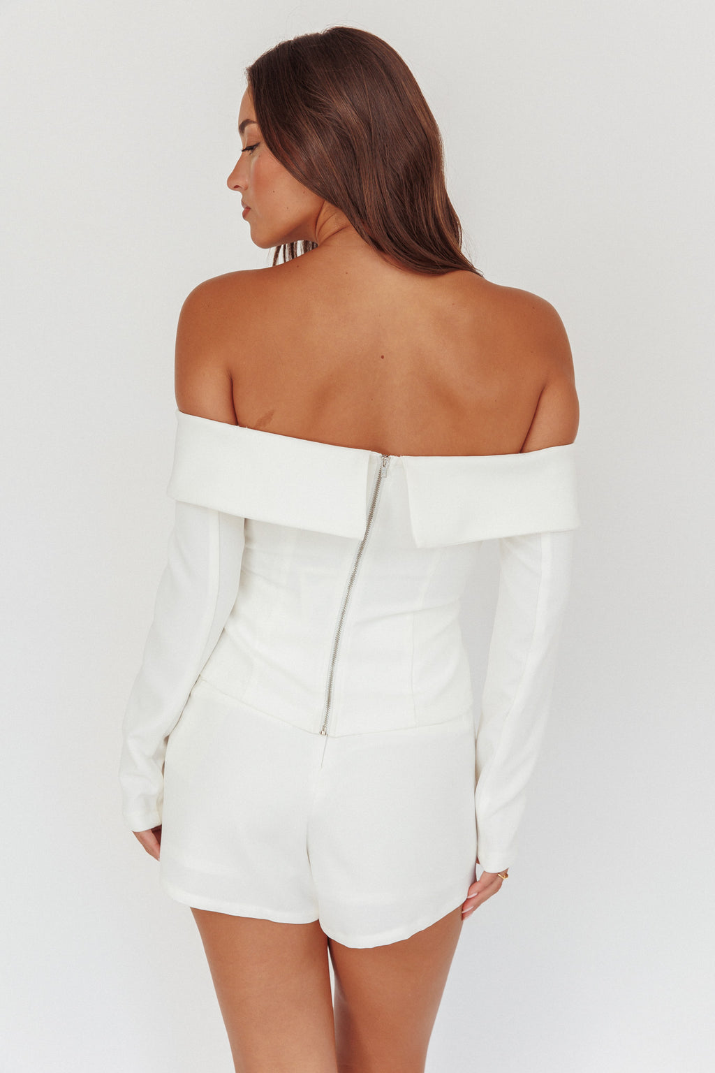 Adalis Off-Shoulder Long Sleeve Top Off White by Selfie Leslie Australia
