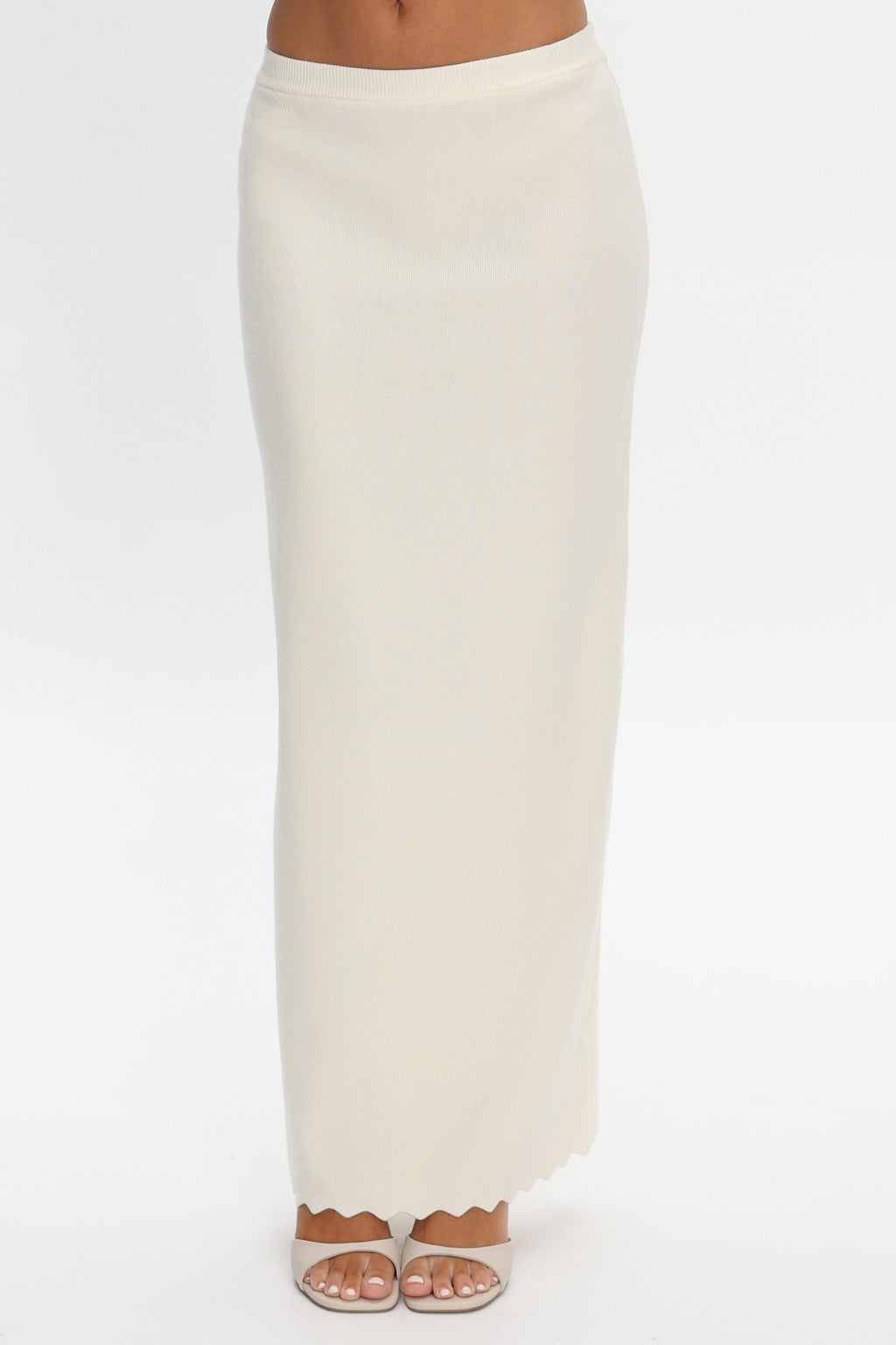 Don't Mind Scallop Edge Knit Skirt Cream by Selfie Leslie Australia