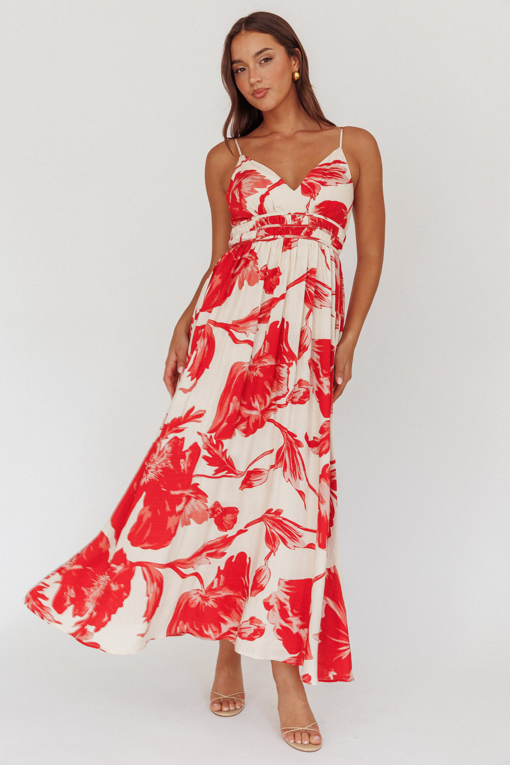 Sunny Afternoon Gathered Waist Maxi Dress Floral Pink by Selfie Leslie Australia