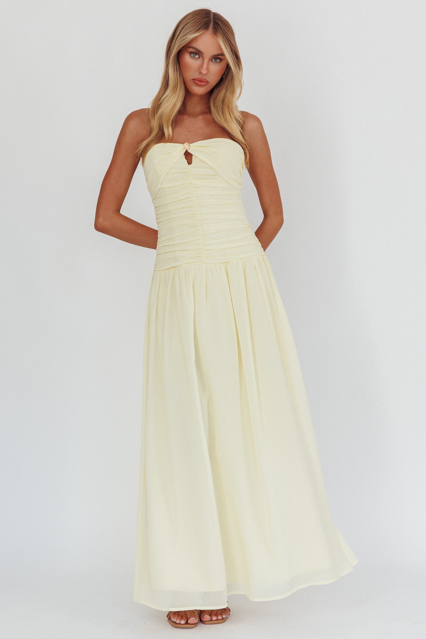 High Streets Strapless Maxi Dress Butter by Selfie Leslie Australia