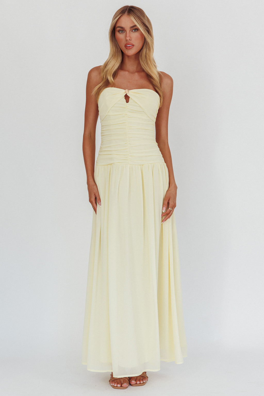 High Streets Strapless Maxi Dress Butter by Selfie Leslie Australia