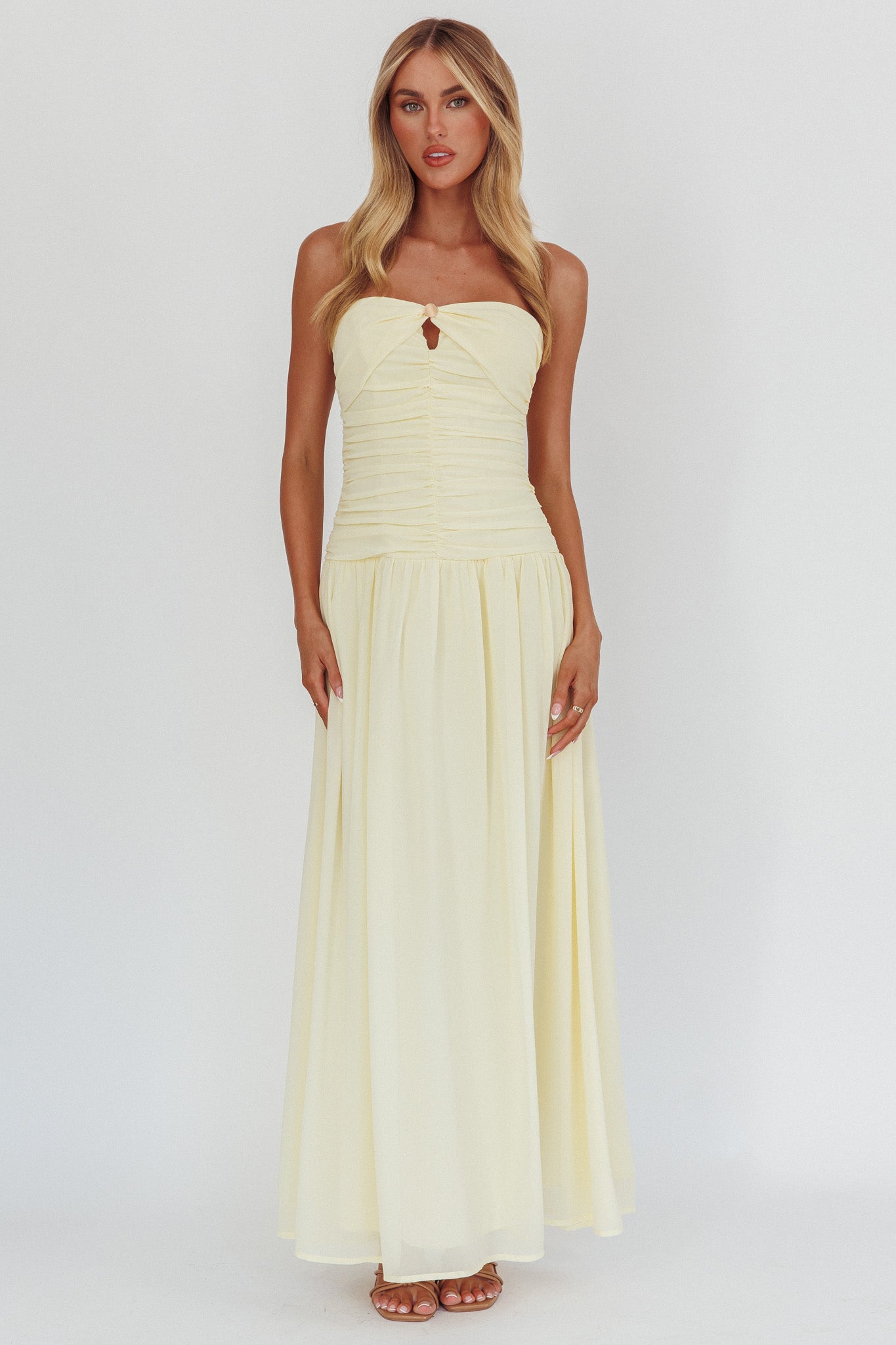 High Streets Strapless Maxi Dress Butter by Selfie Leslie Australia