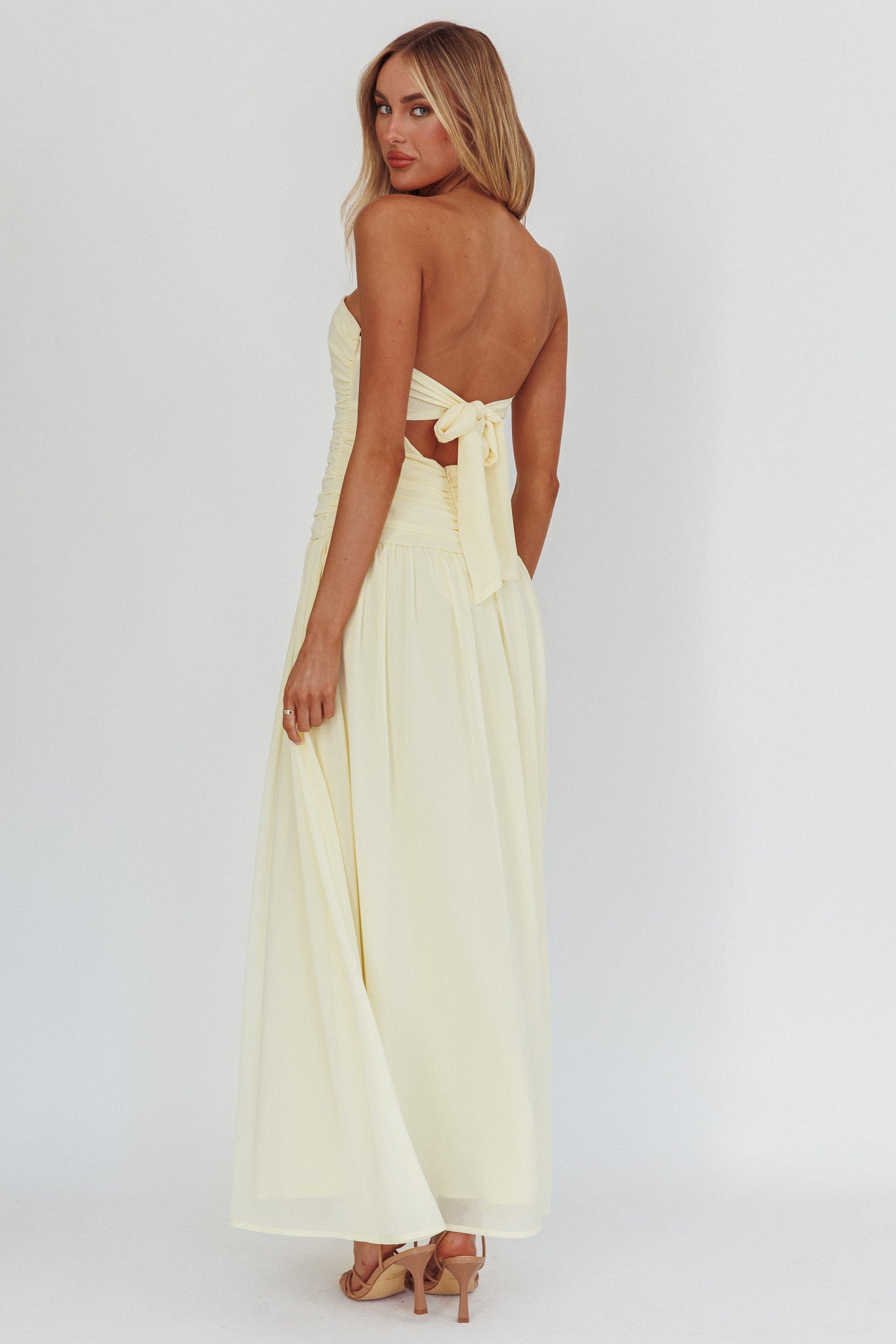 High Streets Strapless Maxi Dress Butter by Selfie Leslie Australia
