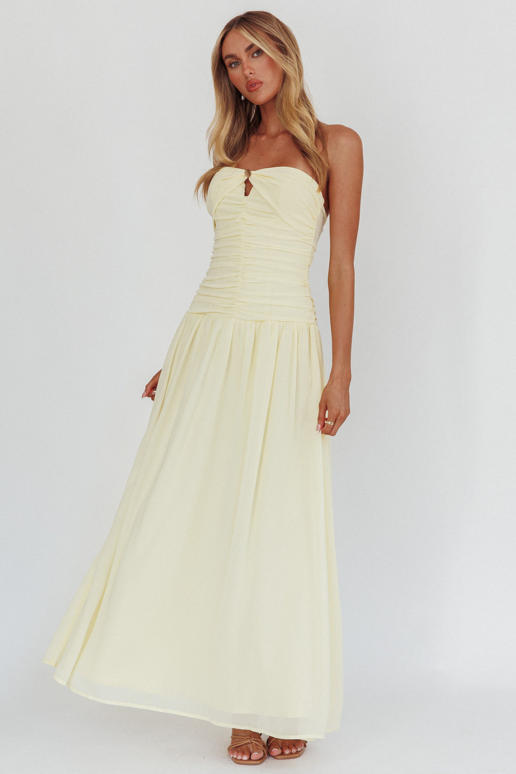 High Streets Strapless Maxi Dress Butter by Selfie Leslie Australia