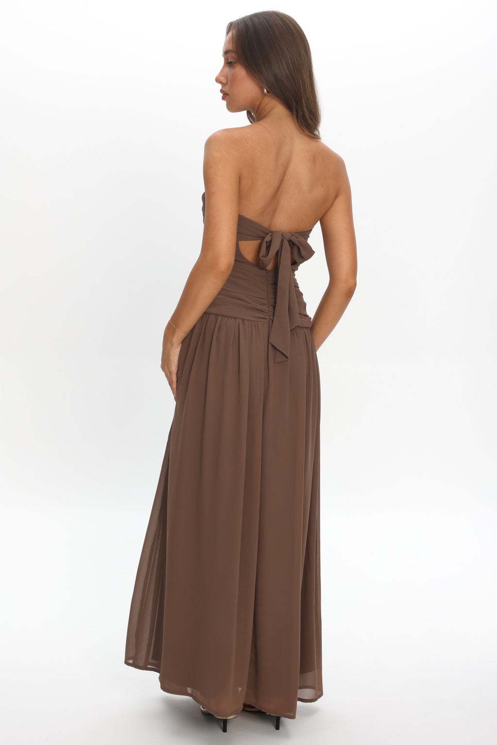 High Streets Strapless Maxi Dress Mocha by Selfie Leslie Australia