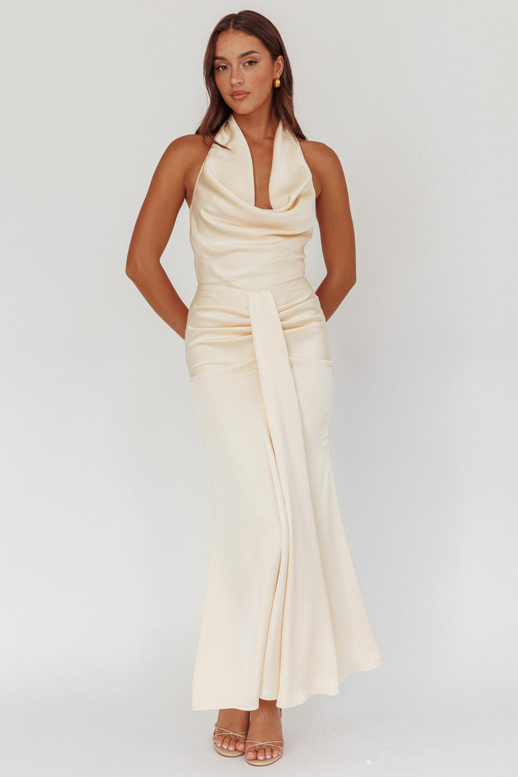 Nariah Cowl Neck Maxi Dress Butter by Selfie Leslie Australia