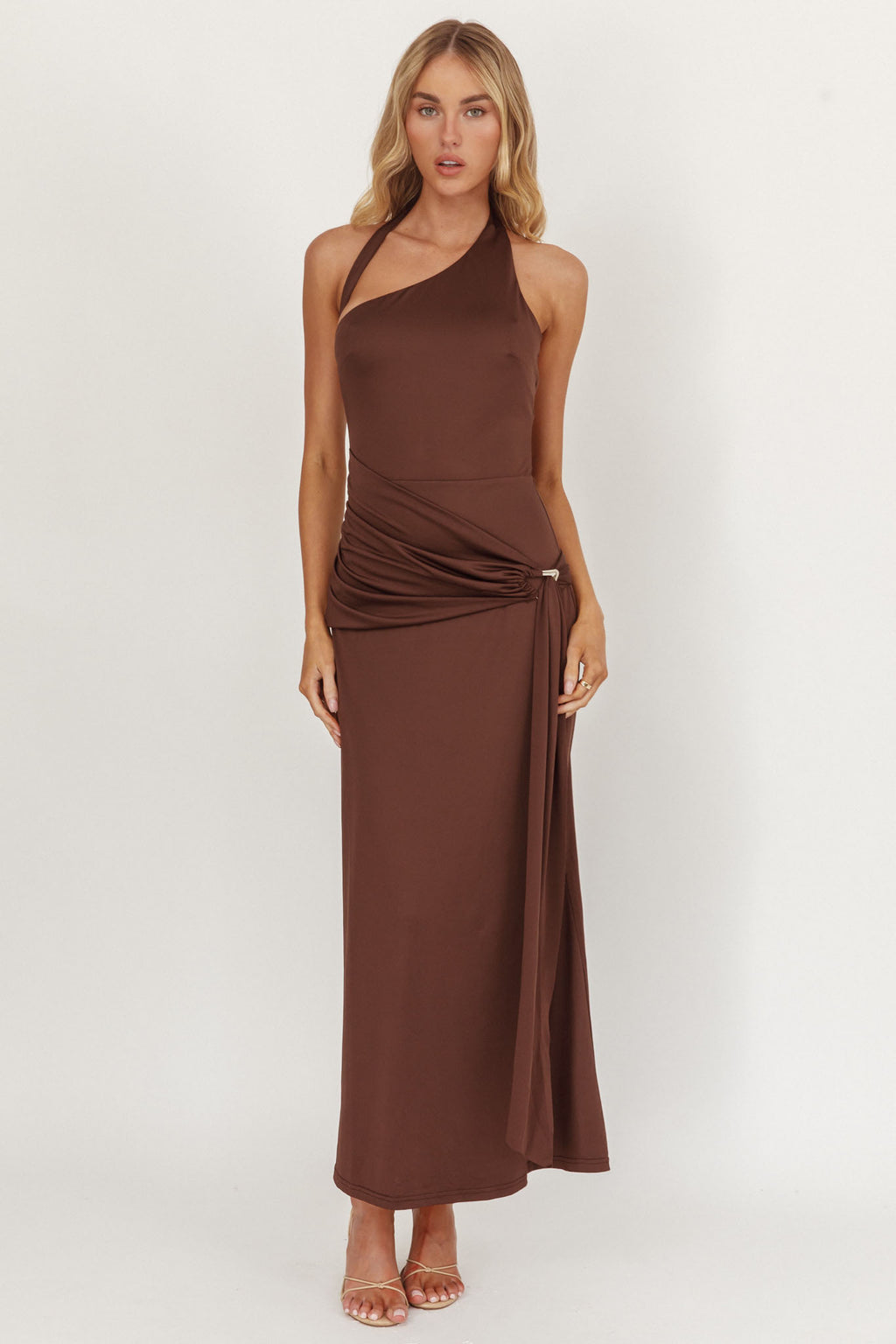 Kimbra Waist Sash Midi Dress Chocolate by Selfie Leslie Australia