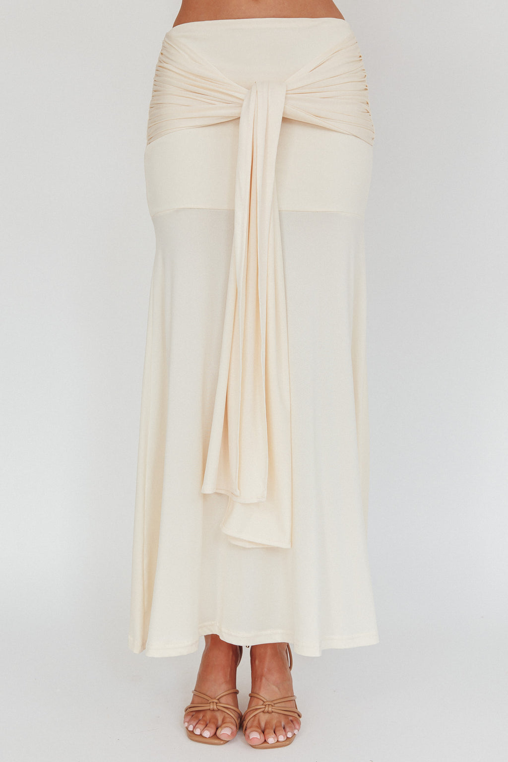 Night Market Hip Tie Maxi Skirt Butter by Selfie Leslie Australia