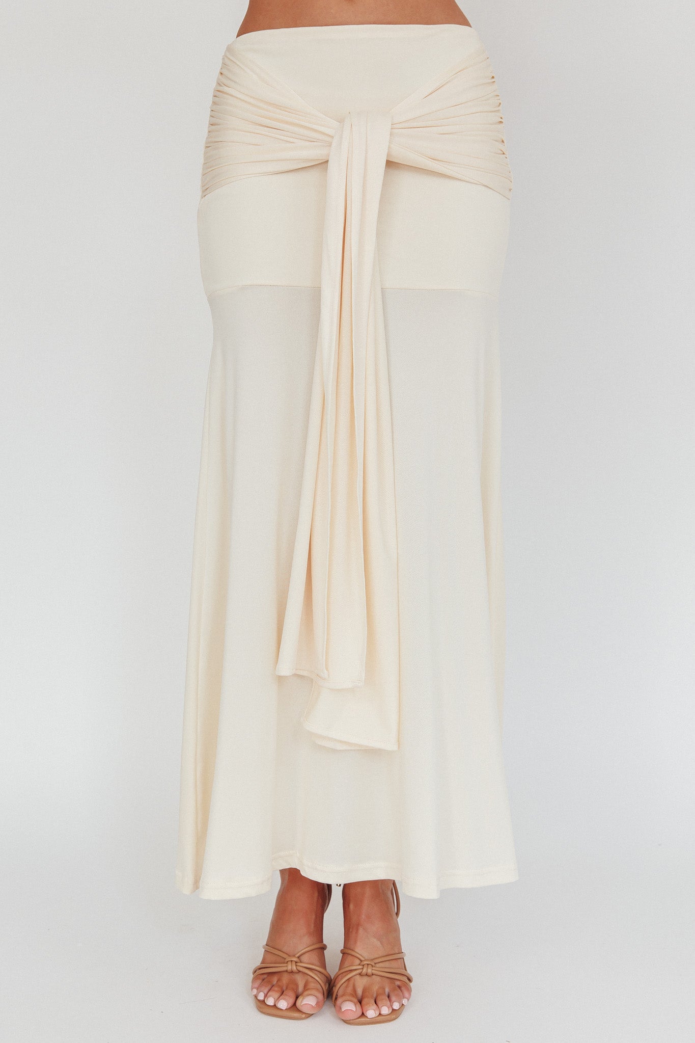 Night Market Hip Tie Maxi Skirt Butter by Selfie Leslie Australia