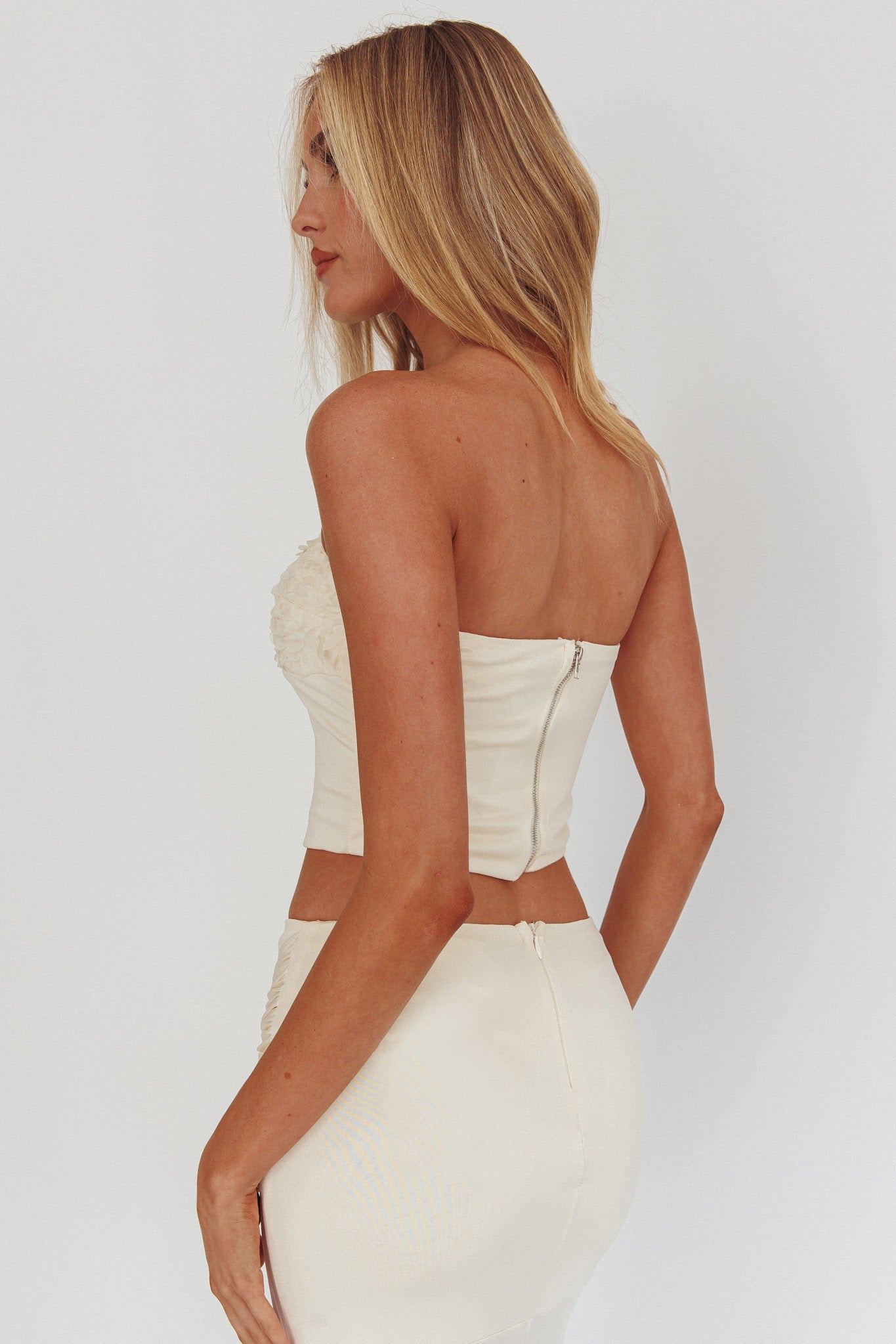 Night Market Applique Crop Top Butter by Selfie Leslie Australia