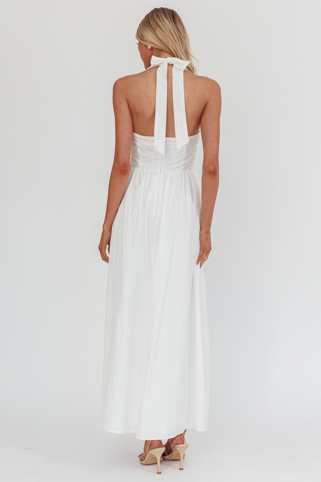Irisa Elasticated Halter Maxi Dress White by Selfie Leslie Australia