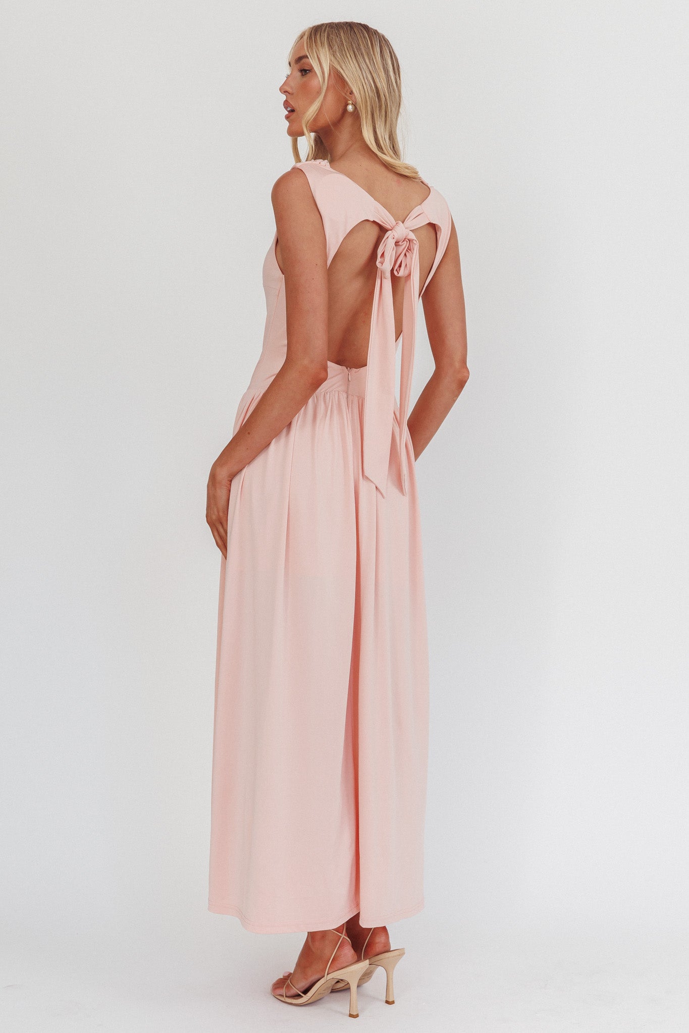 Dorothea High Cowl Open Back Maxi Dress Dusty Pink by Selfie Leslie Australia