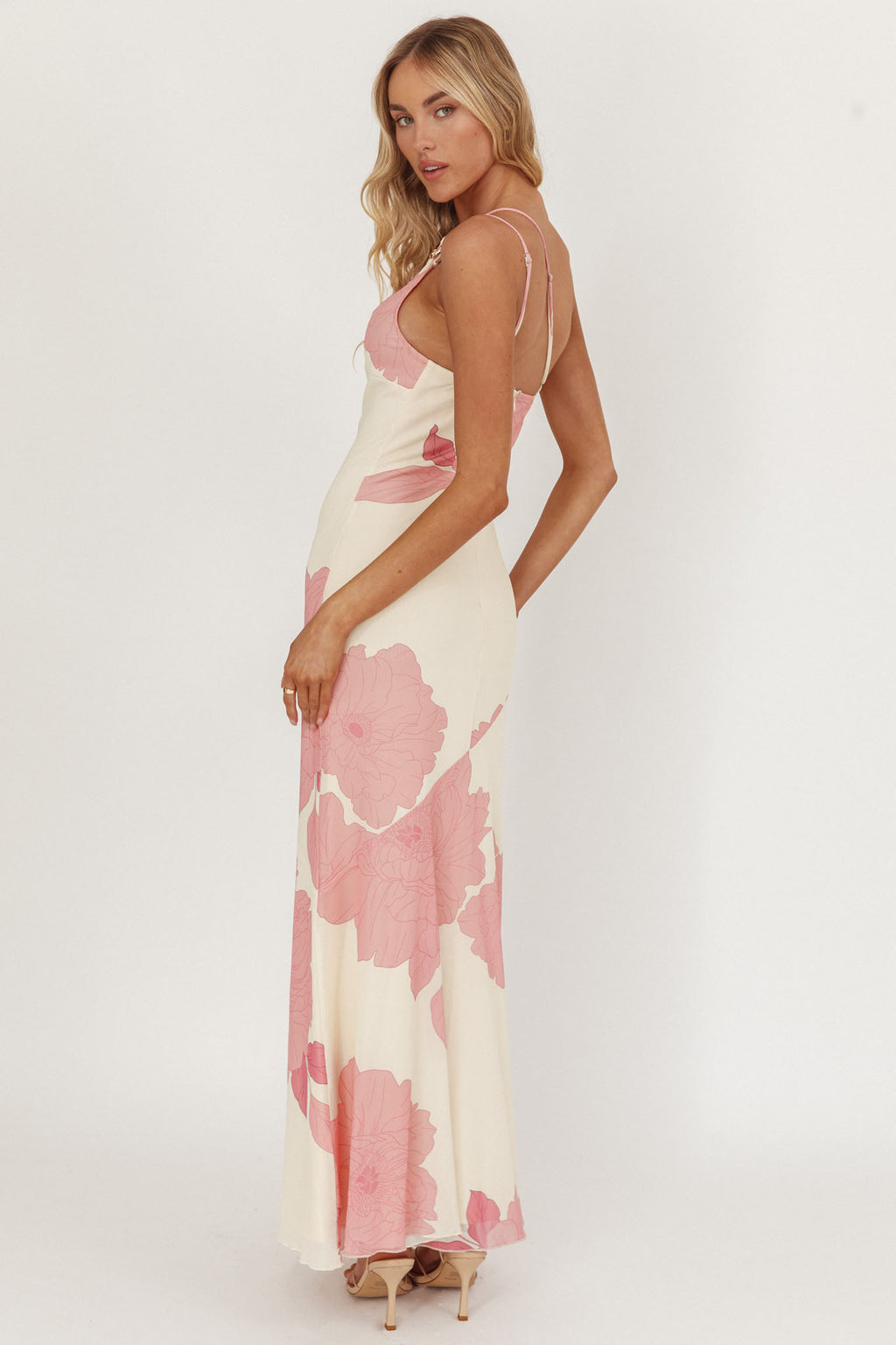 We Belong Together One-Shoulder Maxi Dress Floral Pink by Selfie Leslie Australia