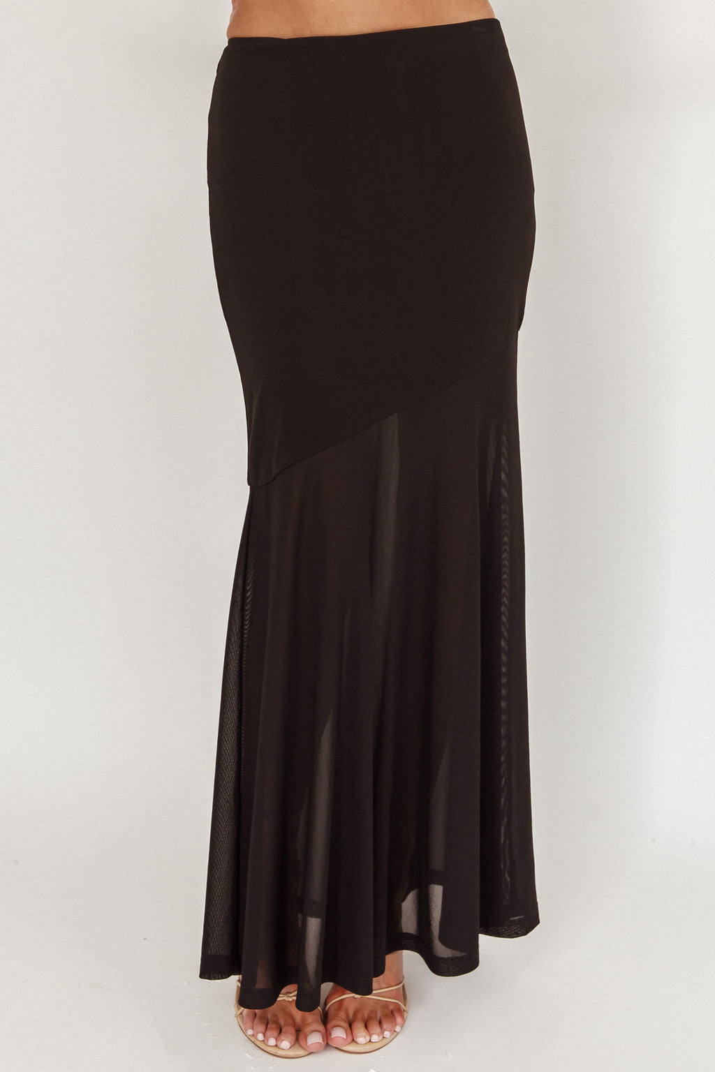 Somewhere New Half Sheer Maxi Skirt Black by Selfie Leslie Australia