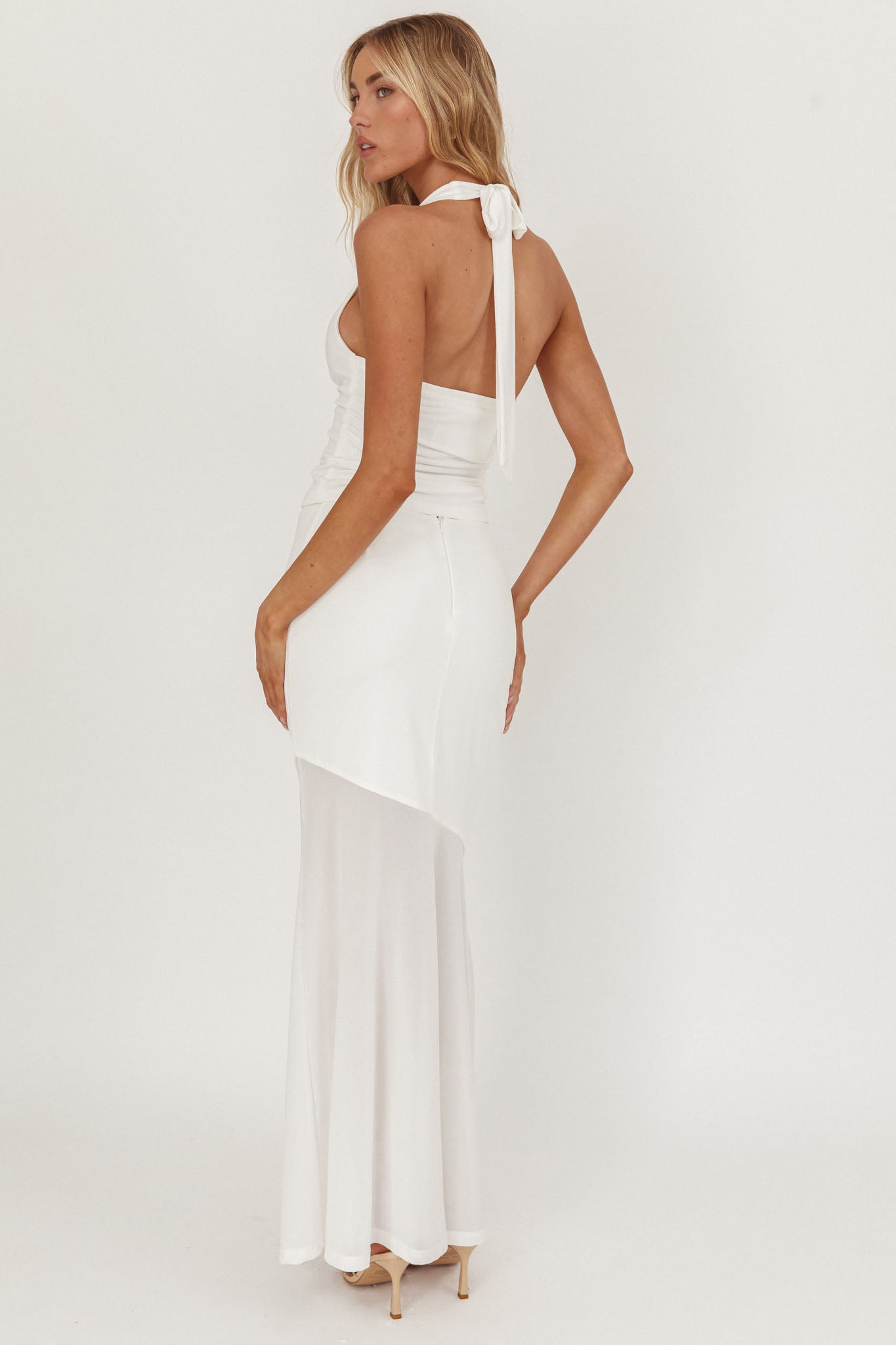 Somewhere New Half Sheer Maxi Skirt White by Selfie Leslie Australia