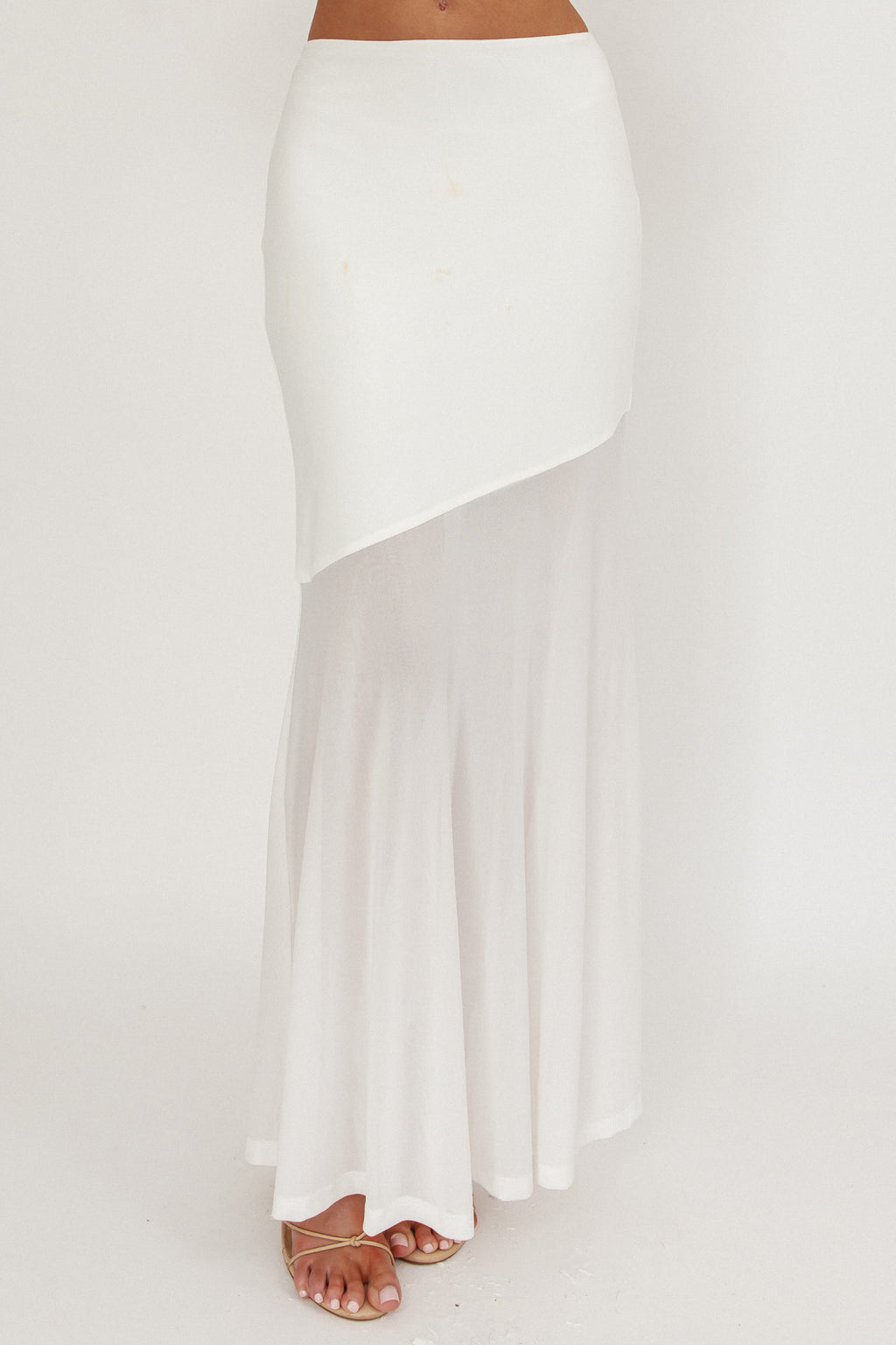 Somewhere New Half Sheer Maxi Skirt White by Selfie Leslie Australia