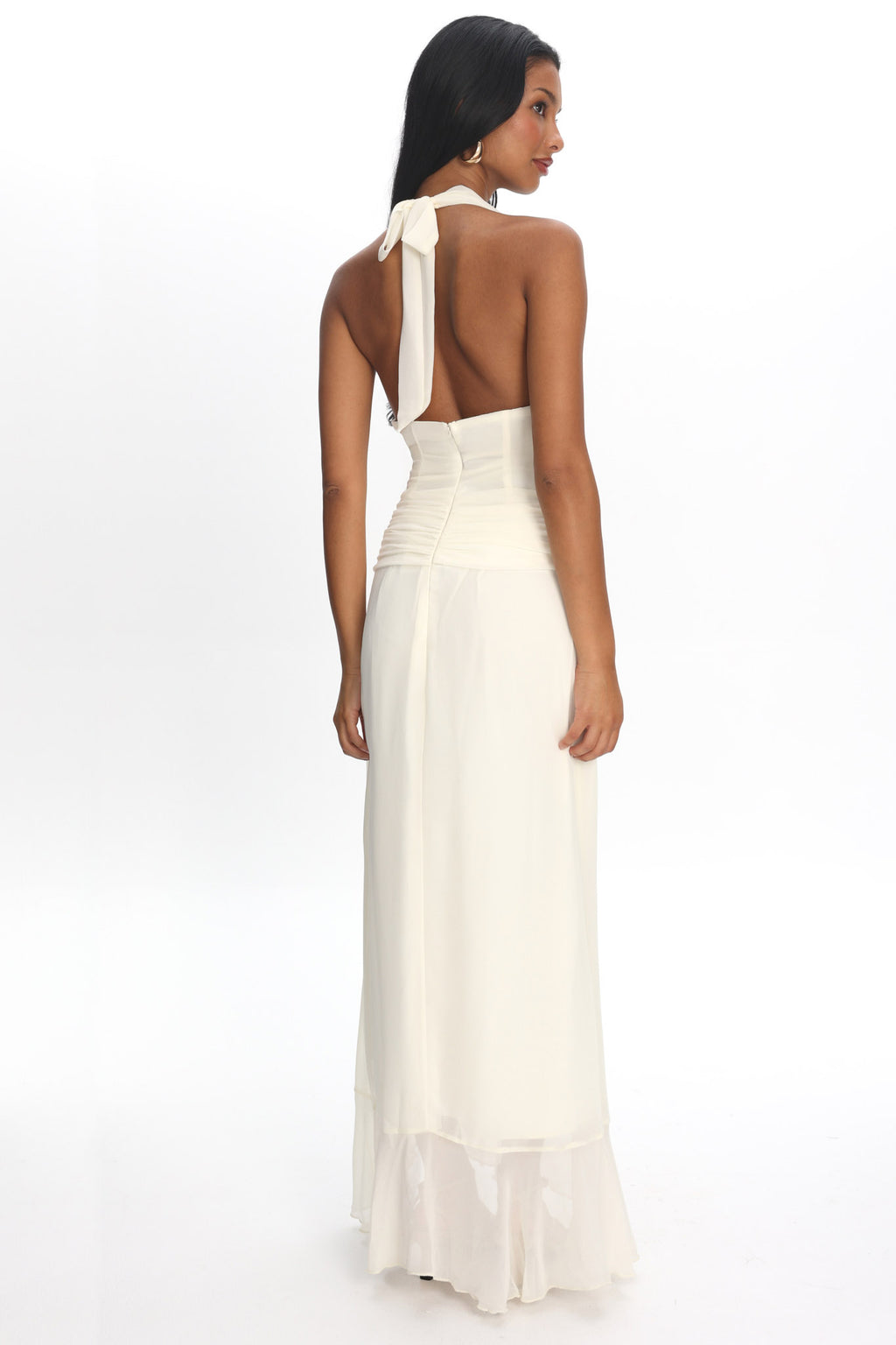 Logen Cowl Halterneck Maxi Dress Eggshell by Selfie Leslie Australia