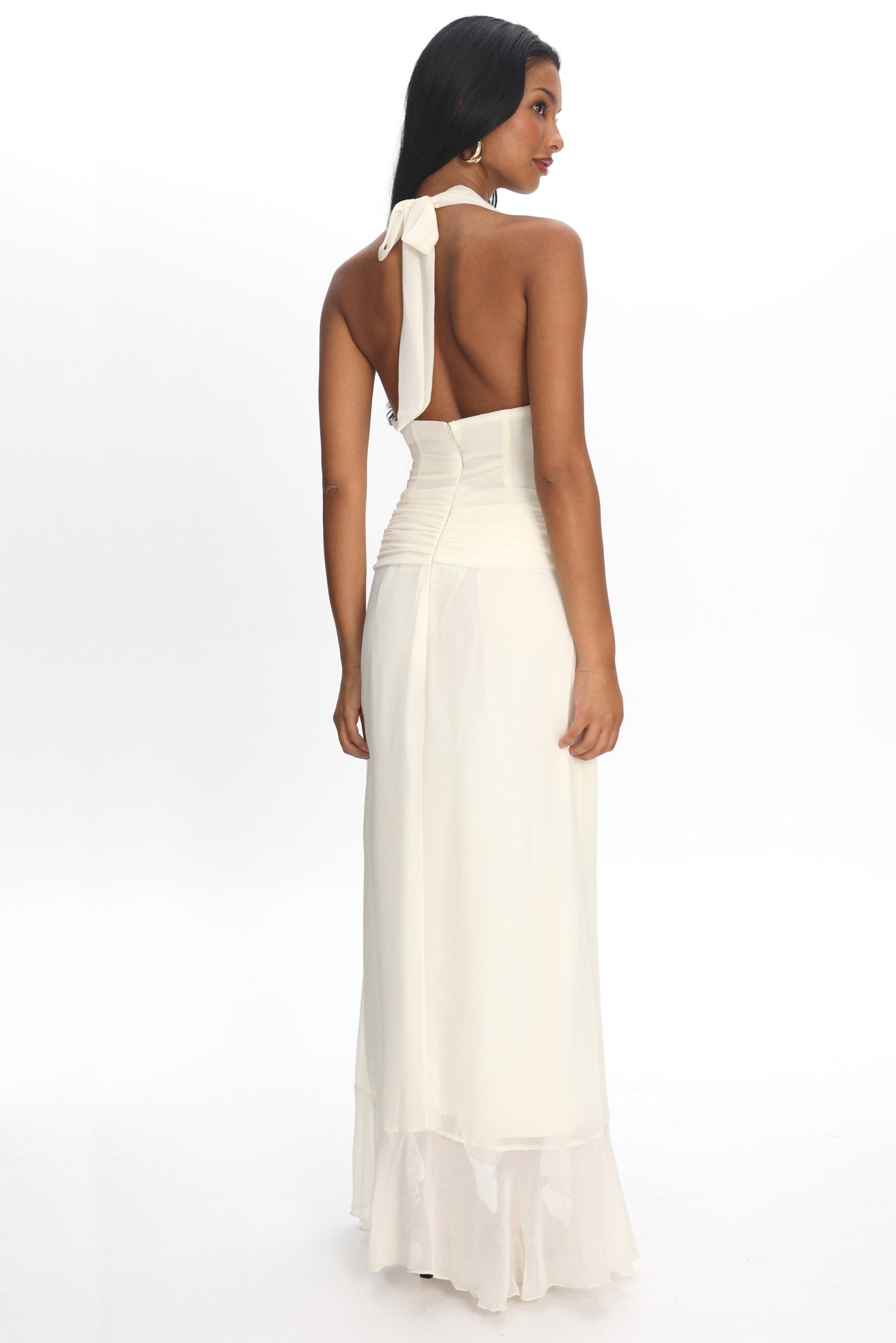 Logen Cowl Halterneck Maxi Dress Eggshell by Selfie Leslie Australia