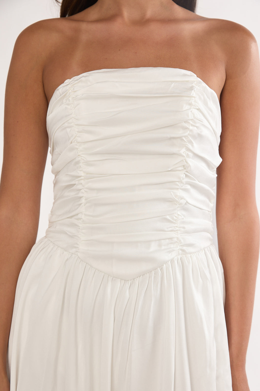 Adalynne Strapless Bow Back Maxi Dress White by Selfie Leslie Australia