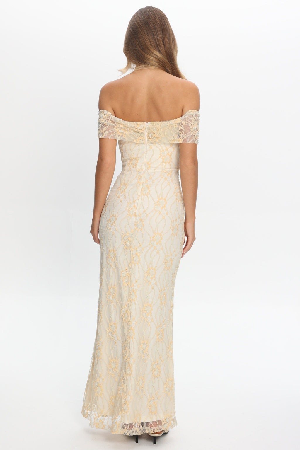 Tilda Off-Shoulder Maxi Dress Lace Butter by Selfie Leslie Australia