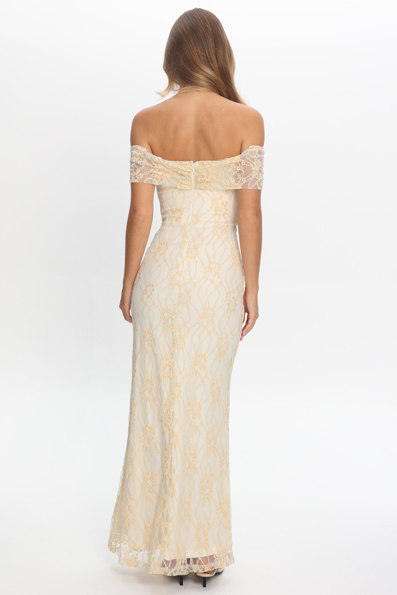 Tilda Off-Shoulder Maxi Dress Lace Butter by Selfie Leslie Australia