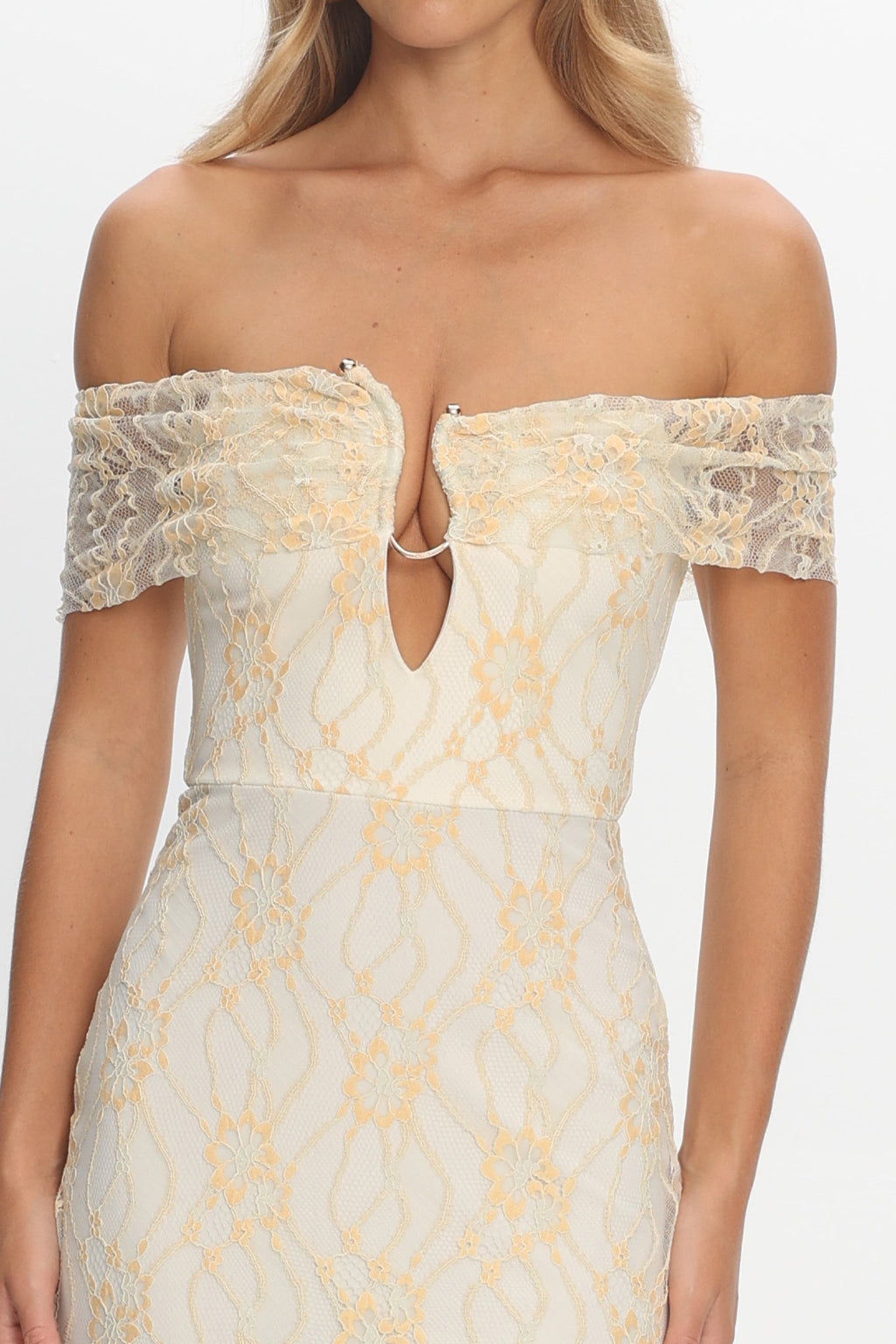 Tilda Off-Shoulder Maxi Dress Lace Butter by Selfie Leslie Australia