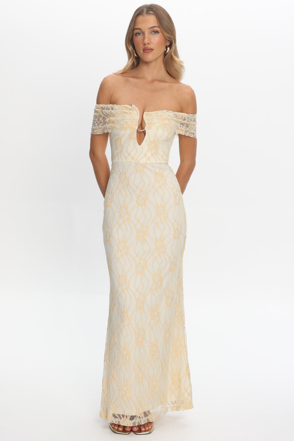 Tilda Off-Shoulder Maxi Dress Lace Butter by Selfie Leslie Australia