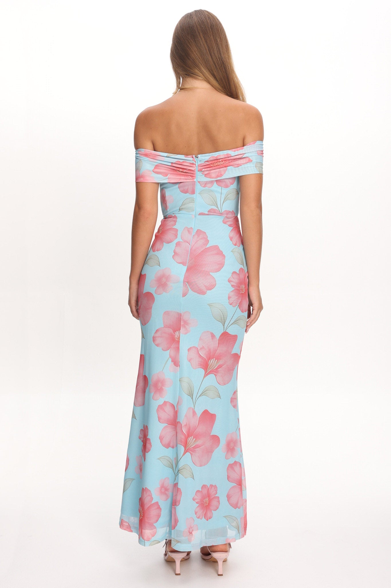 Tilda Off-Shoulder Maxi Dress Floral Blue by Selfie Leslie Australia