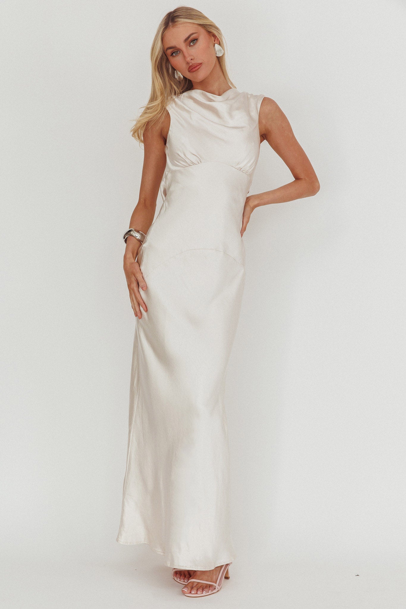 Cheers To You Cowl Back Maxi Dress Oyster by Selfie Leslie Australia