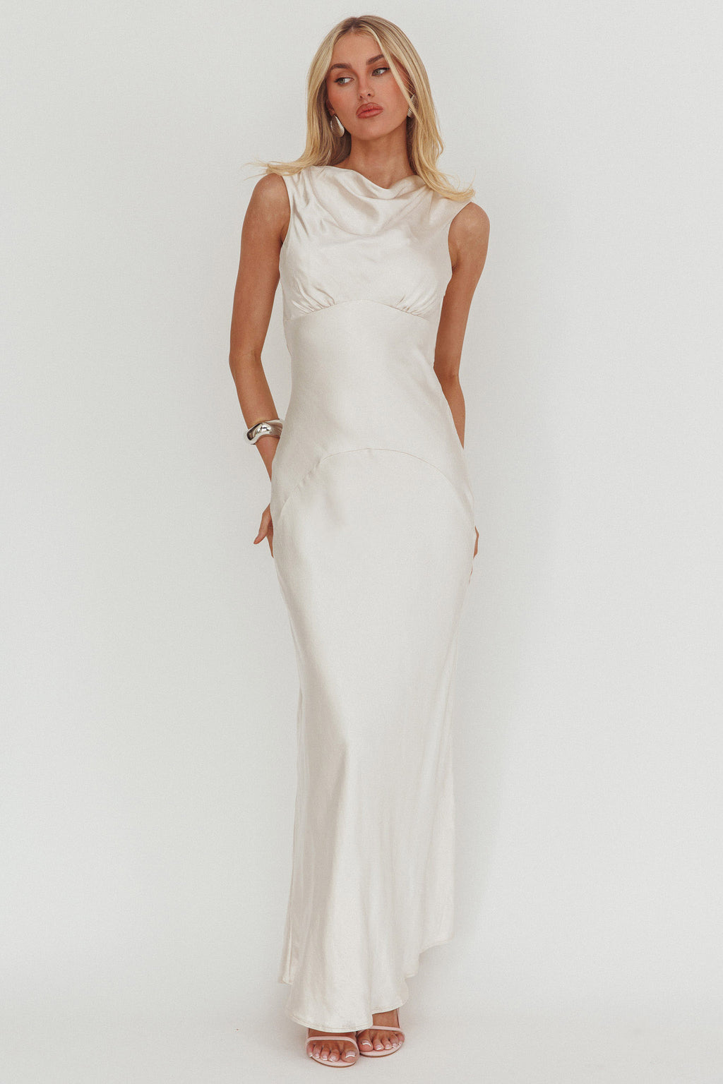 Cheers To You Cowl Back Maxi Dress Oyster by Selfie Leslie Australia