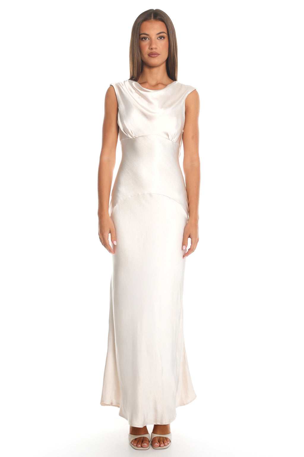 Cheers To You Cowl Back Maxi Dress Oyster
