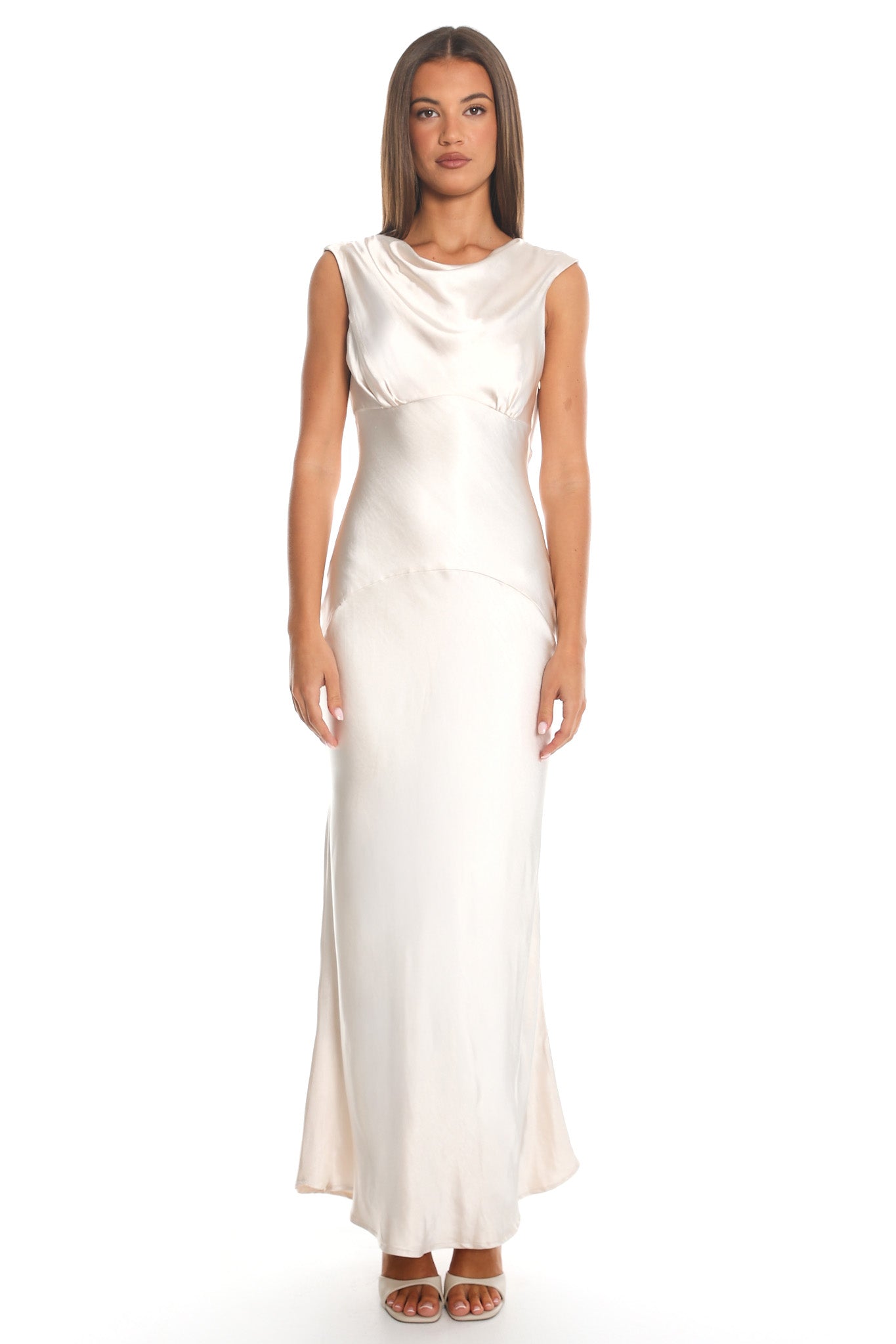 Cheers To You Cowl Back Maxi Dress Oyster