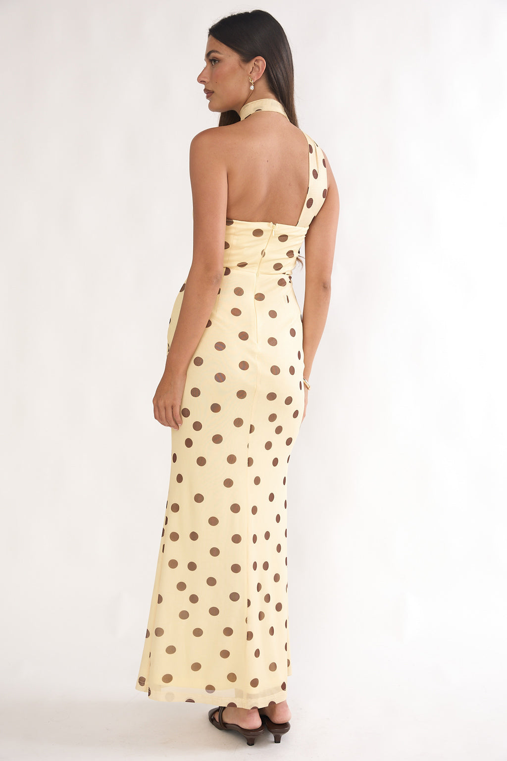 Raeva Strapless Scarf Maxi Dress Spotted Yellow by Selfie Leslie Australia