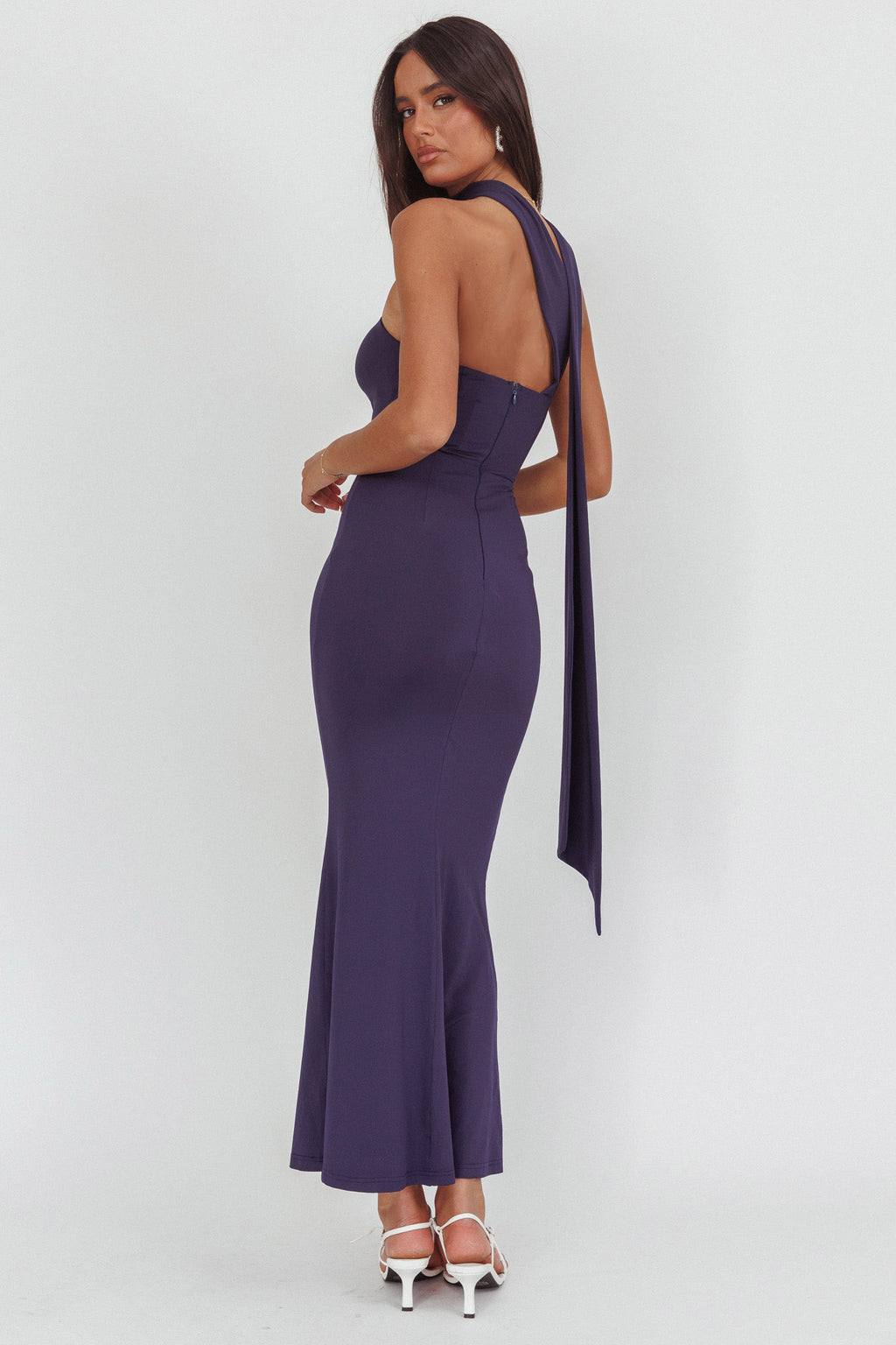 Raeva Strapless Scarf Maxi Dress Navy by Selfie Leslie Australia