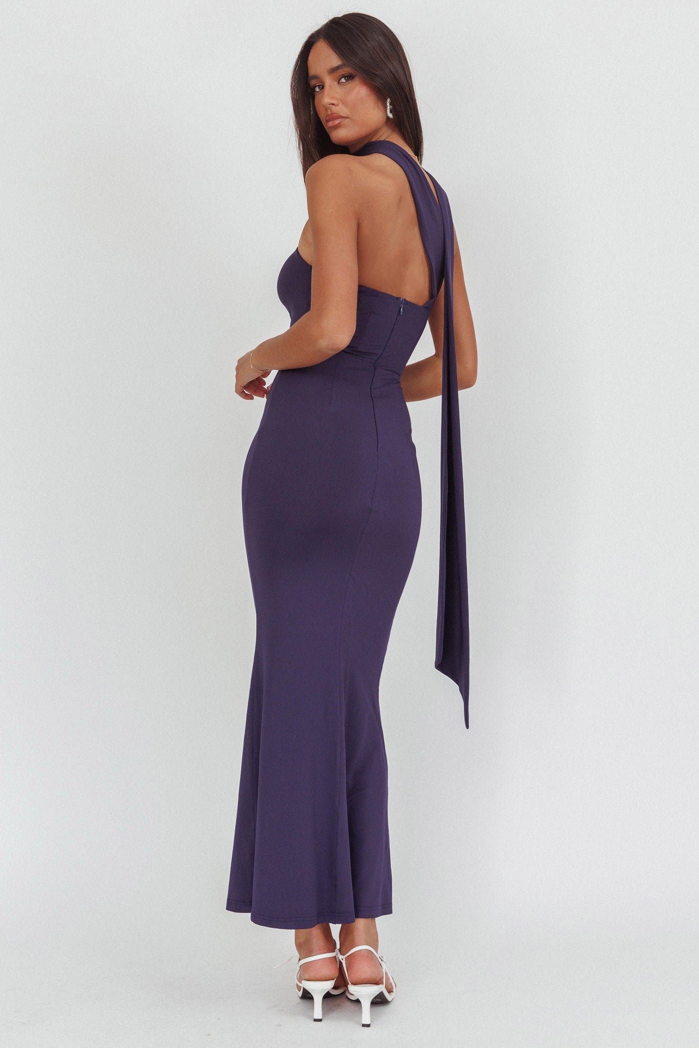 Raeva Strapless Scarf Maxi Dress Navy by Selfie Leslie Australia