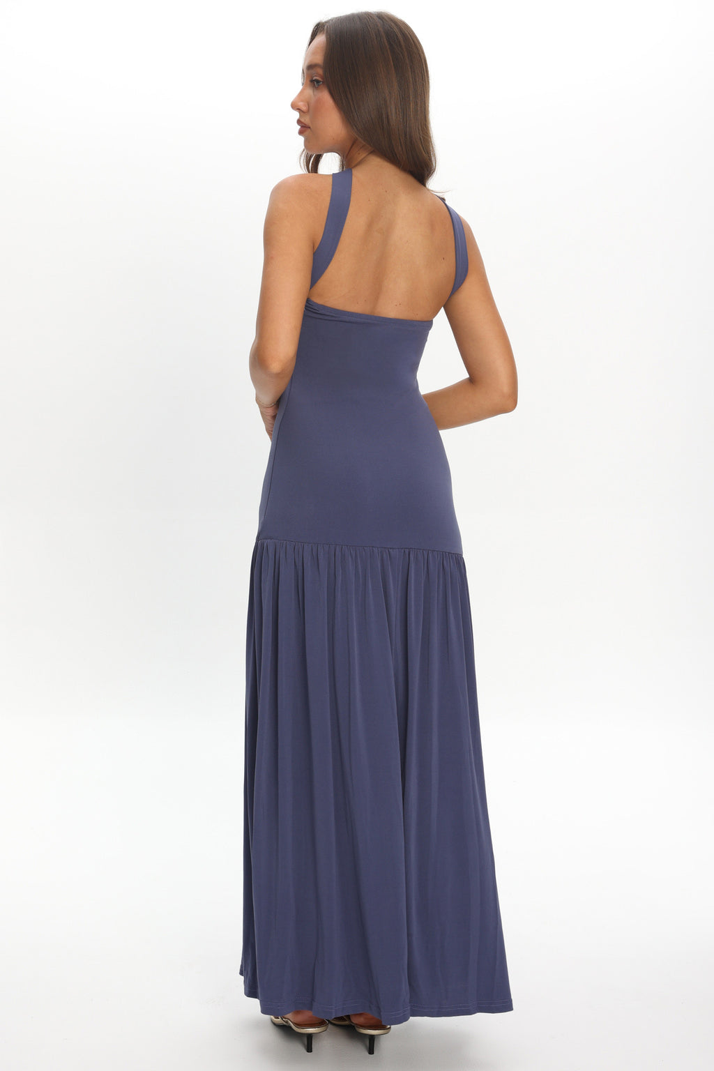 Ashana Drop Waist Halter Maxi Dress Taupe by Selfie Leslie Australia