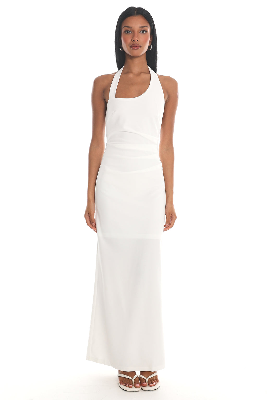 Evenings Asymmetric Halter Maxi Dress White by Selfie Leslie Australia