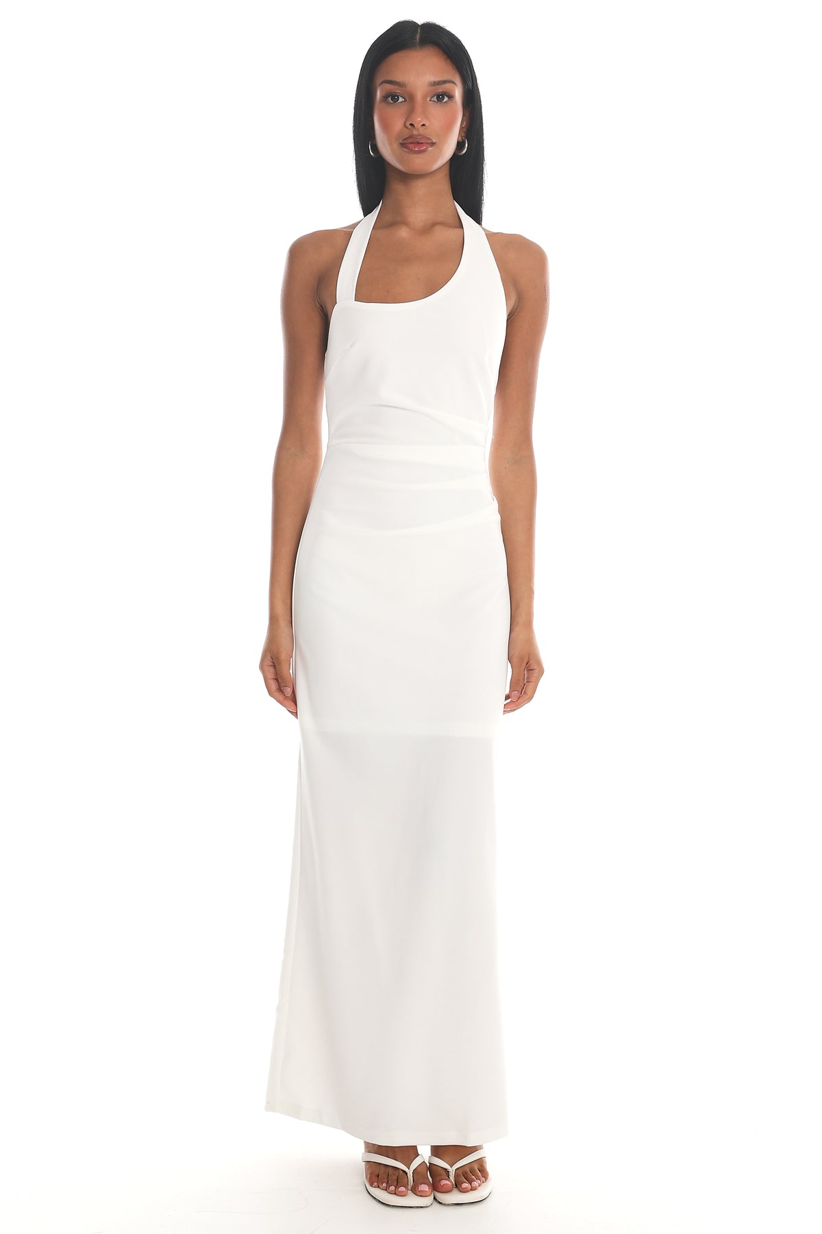 Evenings Asymmetric Halter Maxi Dress White by Selfie Leslie Australia