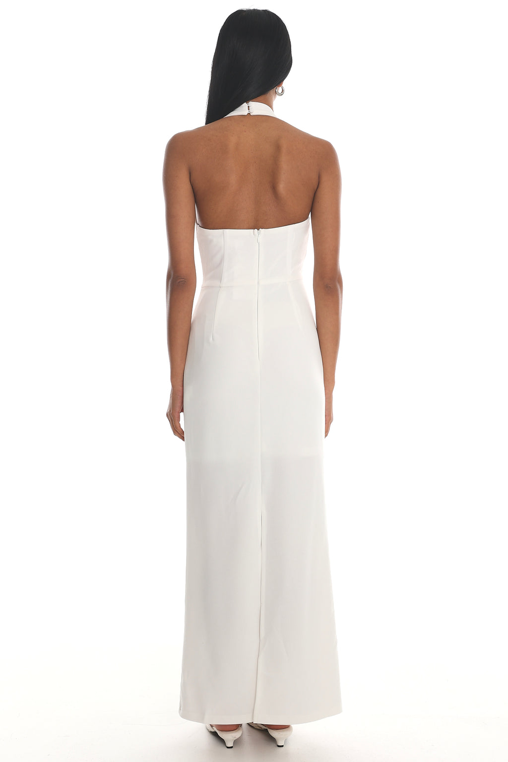 Evenings Asymmetric Halter Maxi Dress White by Selfie Leslie Australia