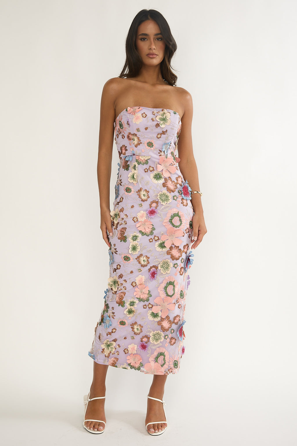 Posetta Strapless Floral Embellished Maxi Dress Purple by Selfie Leslie Australia